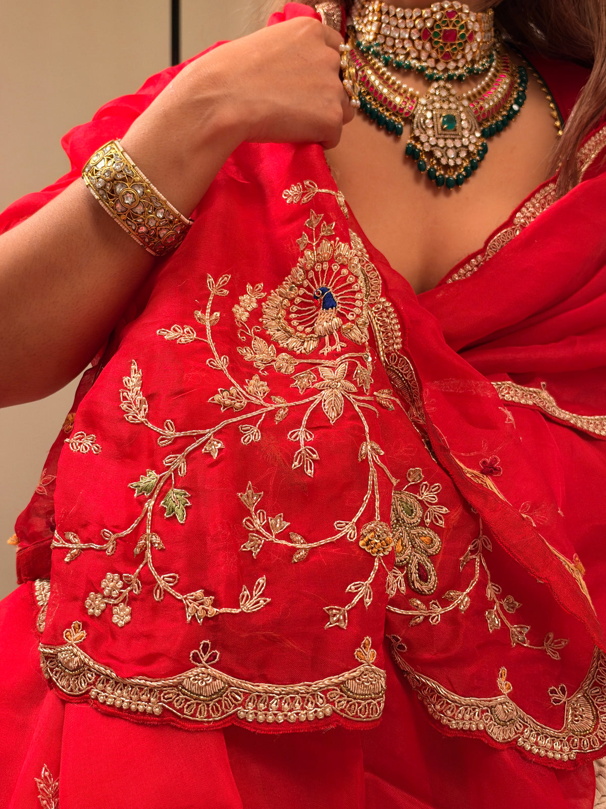 Laal Ishq zardosi kora Banarasi saree