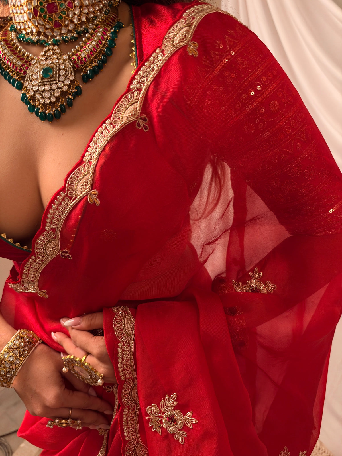 Laal Ishq zardosi kora Banarasi saree