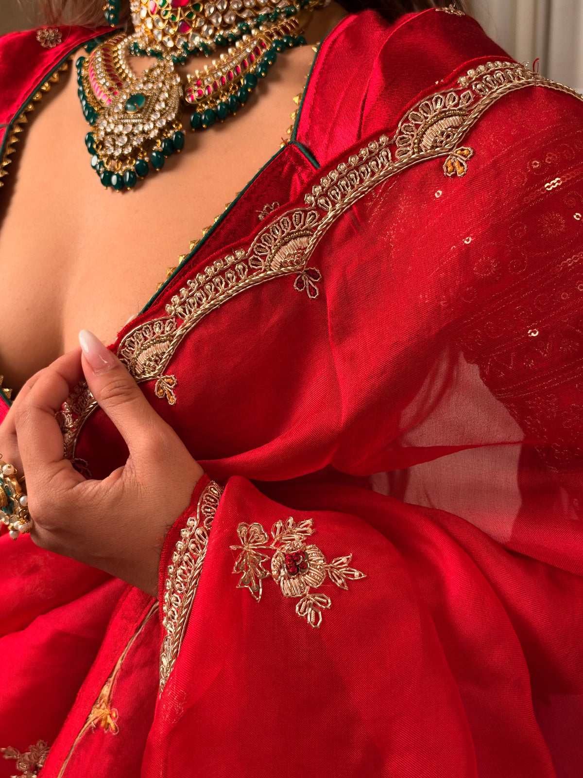 Laal Ishq zardosi kora Banarasi saree