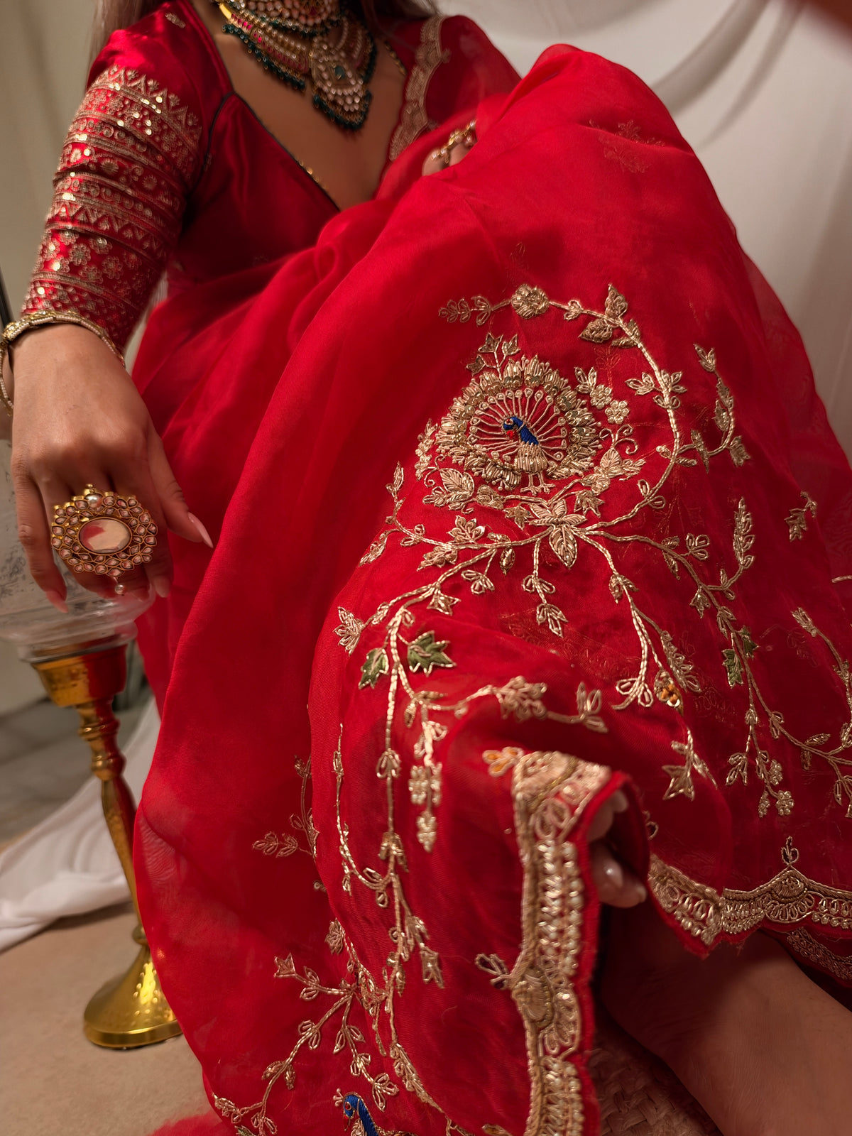 Laal Ishq zardosi kora Banarasi saree
