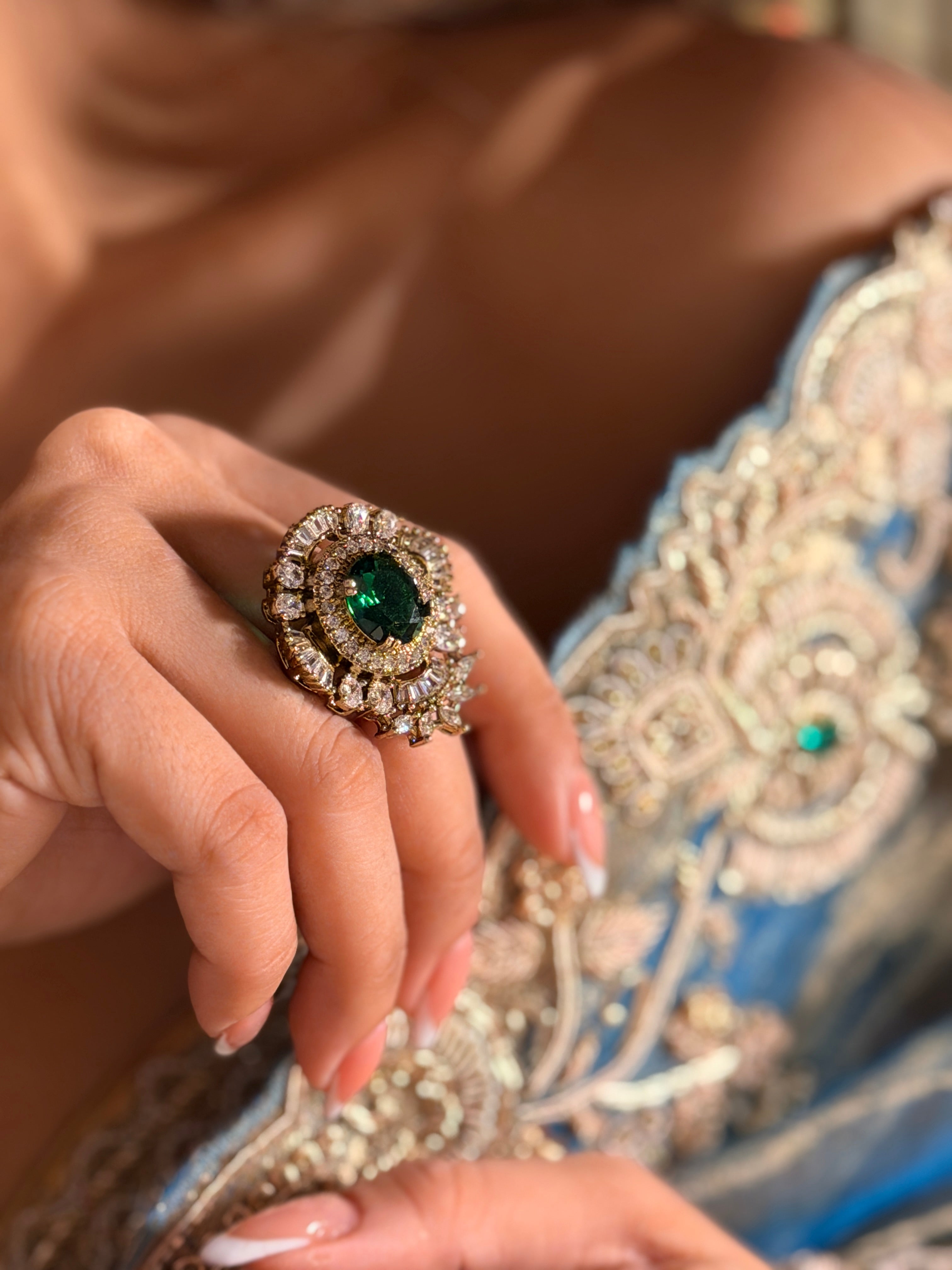 Emerald Opulence Ring - Elizabeth