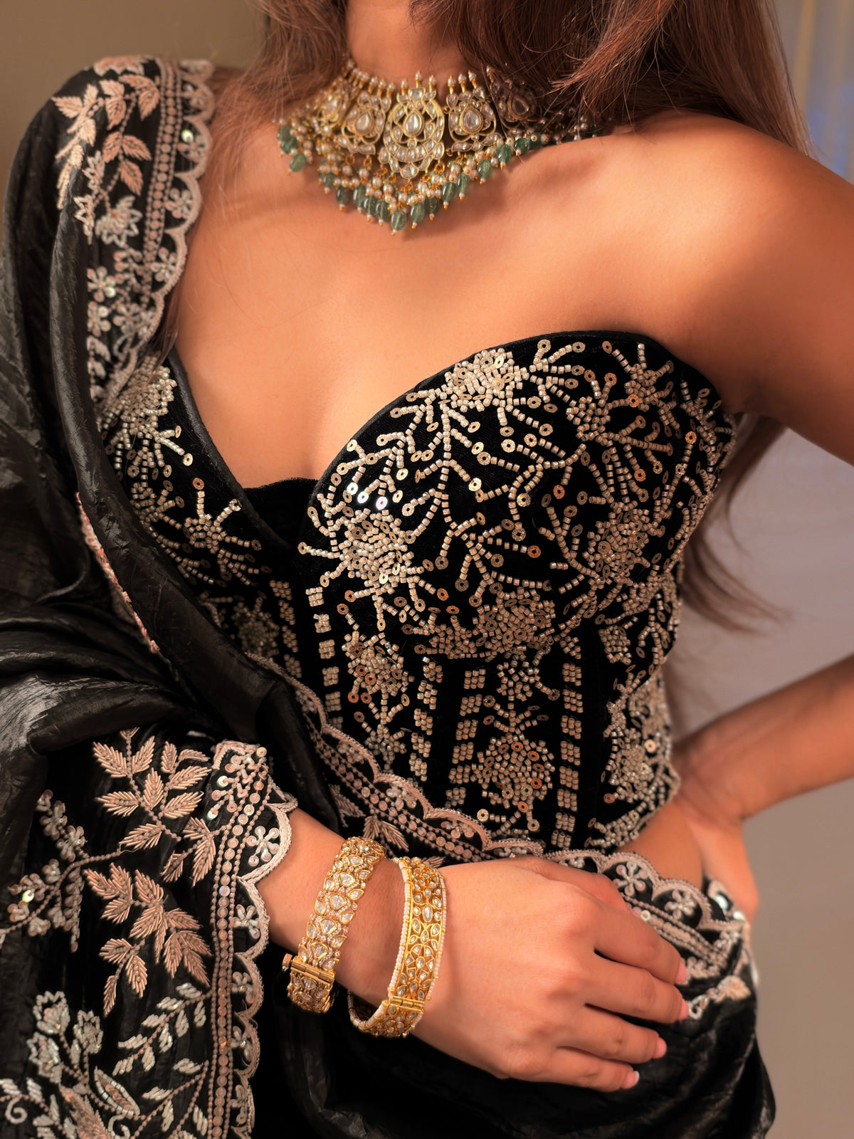 Obsidian Black Sequine Corset