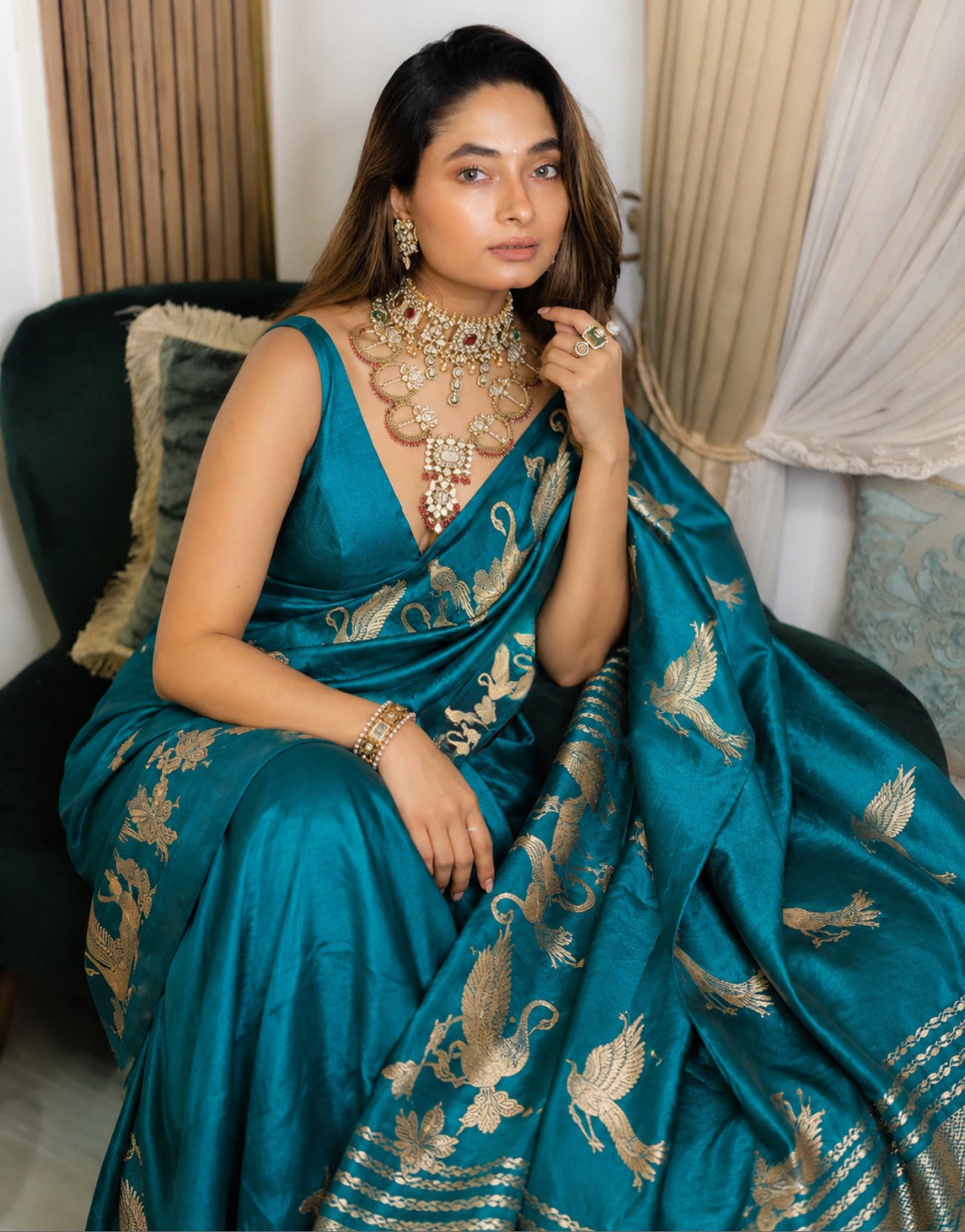Mango swan silk Saree
