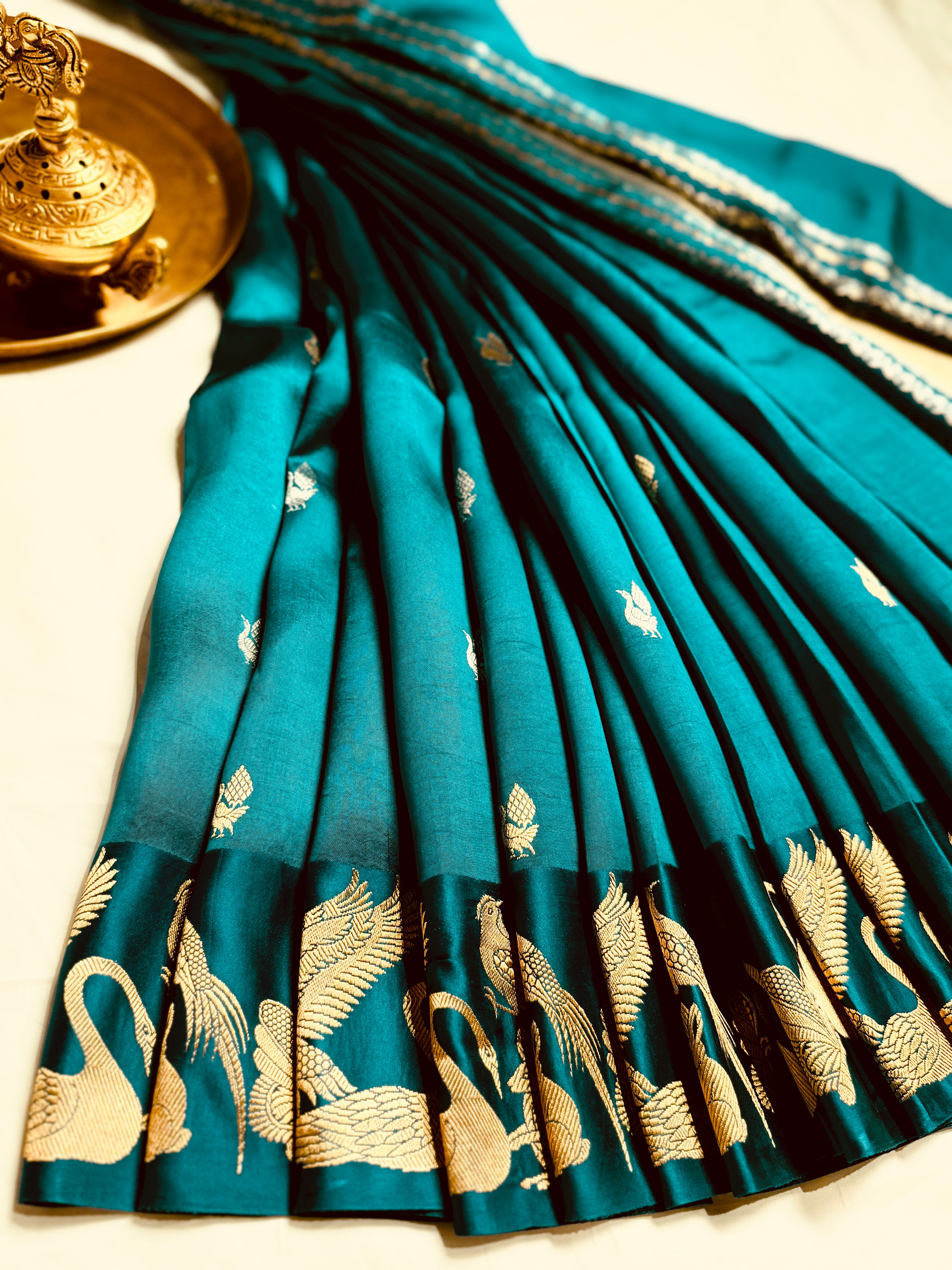 Mango swan silk Saree