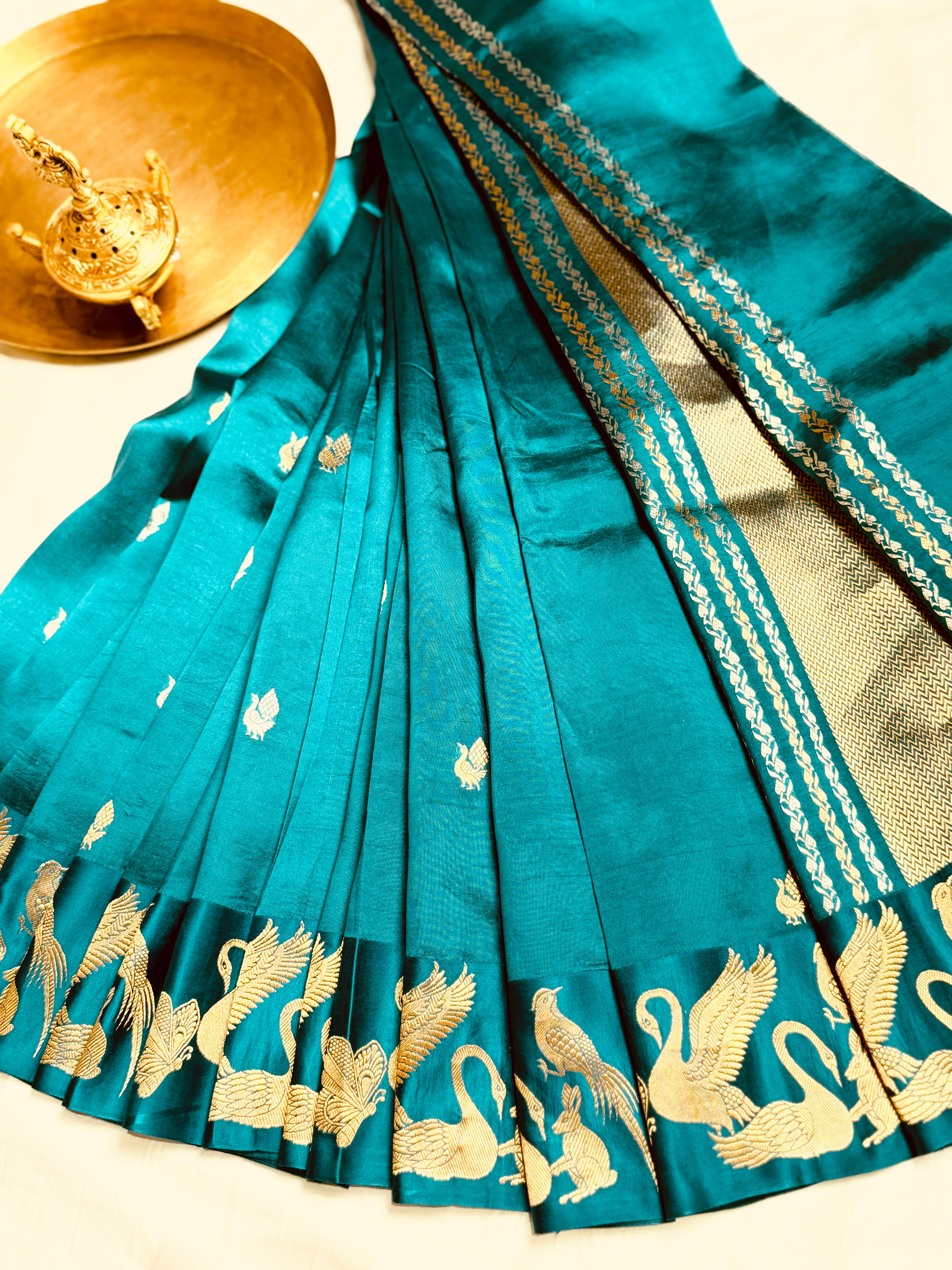Mango swan silk Saree