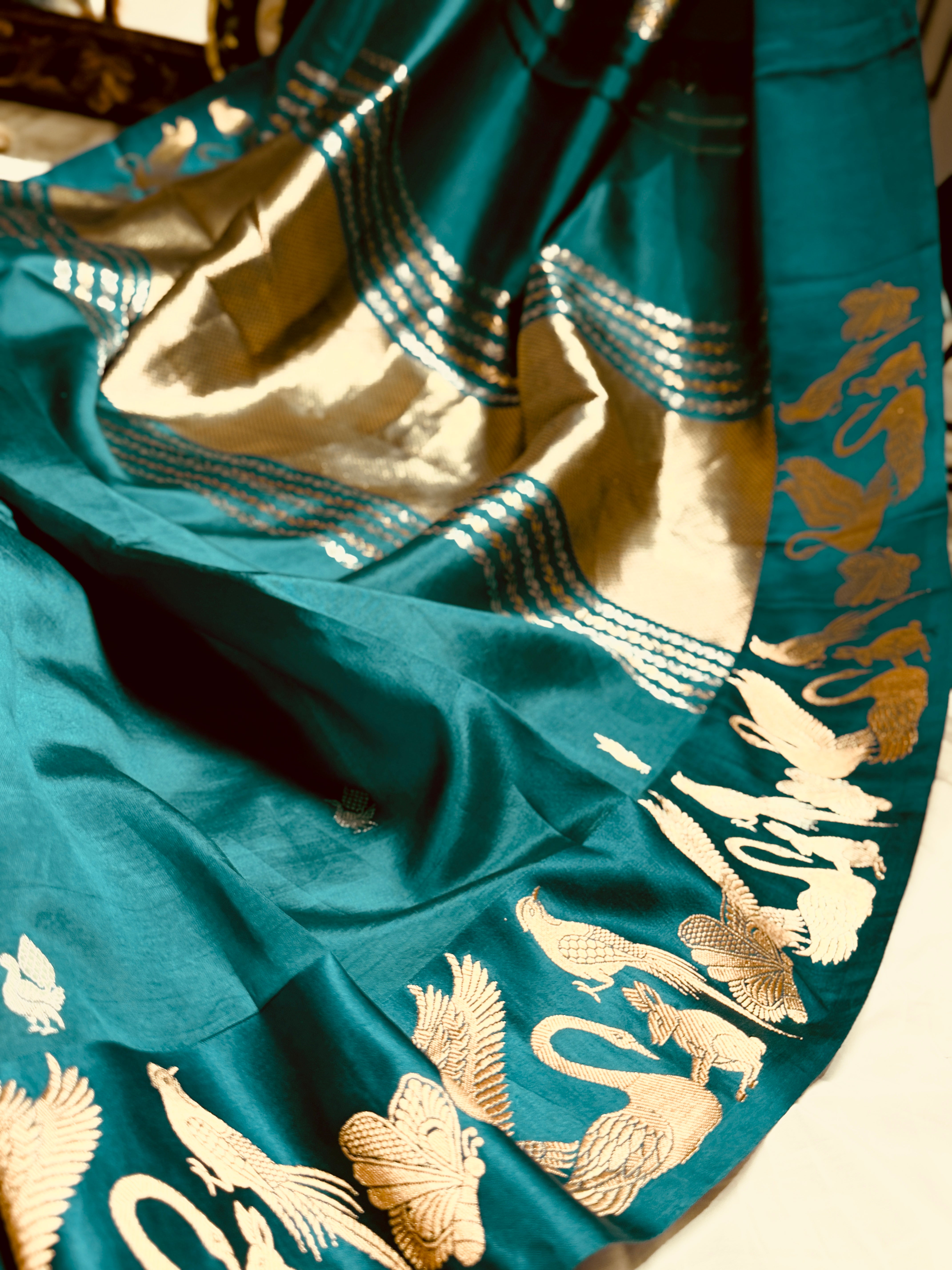 Mango swan silk Saree