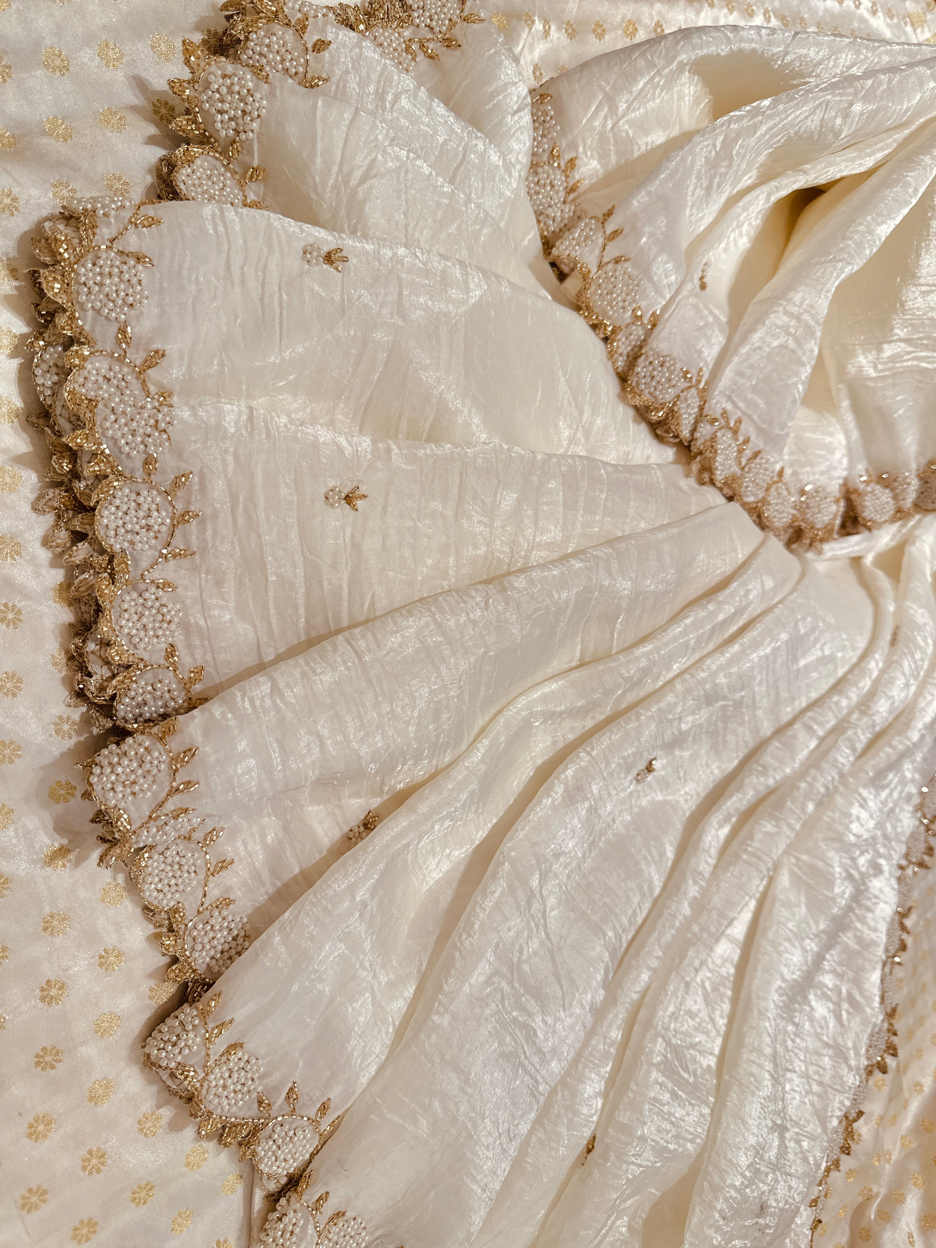Ivory Mogra saree