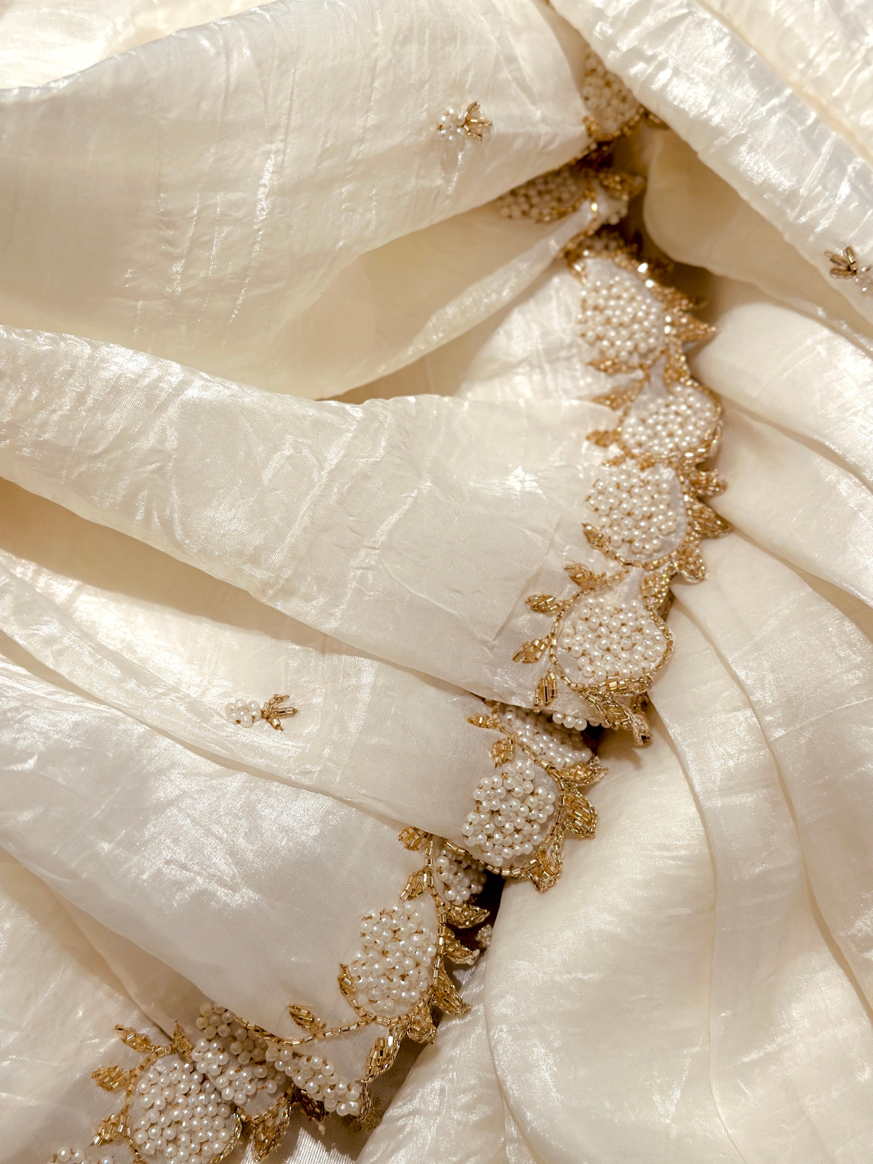 Ivory Mogra saree