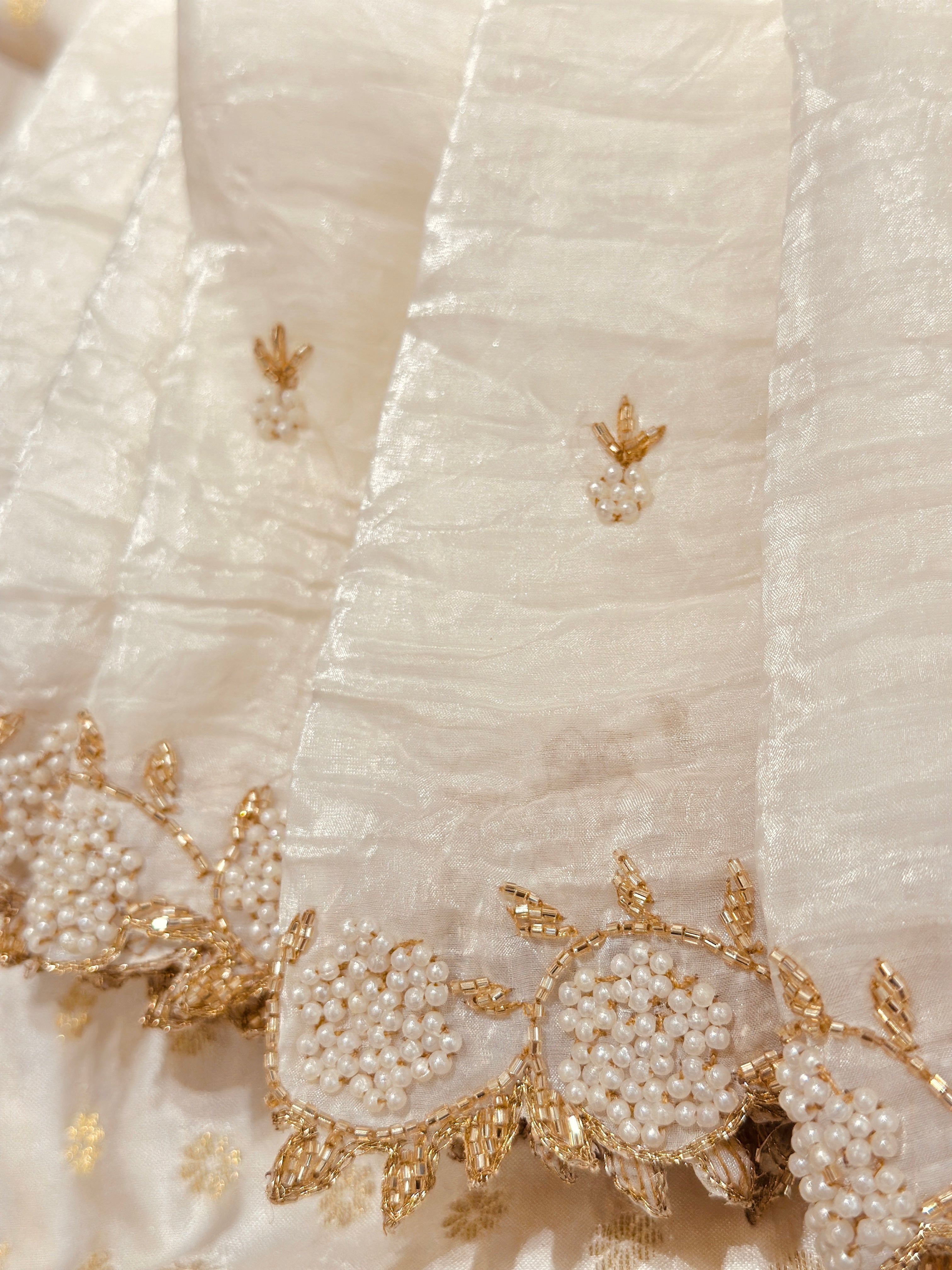 Ivory Mogra saree