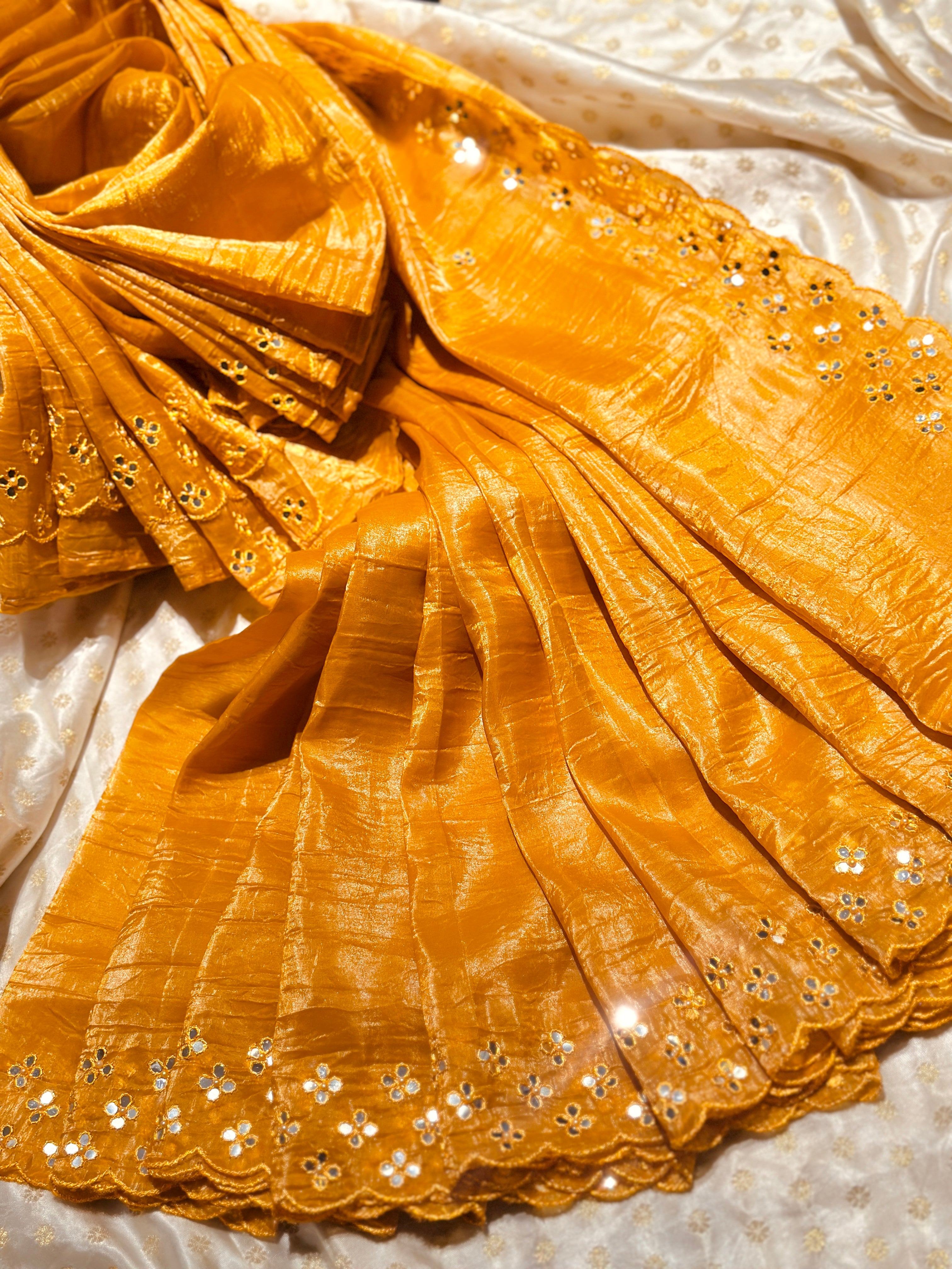 Shubhra Mirror work saree