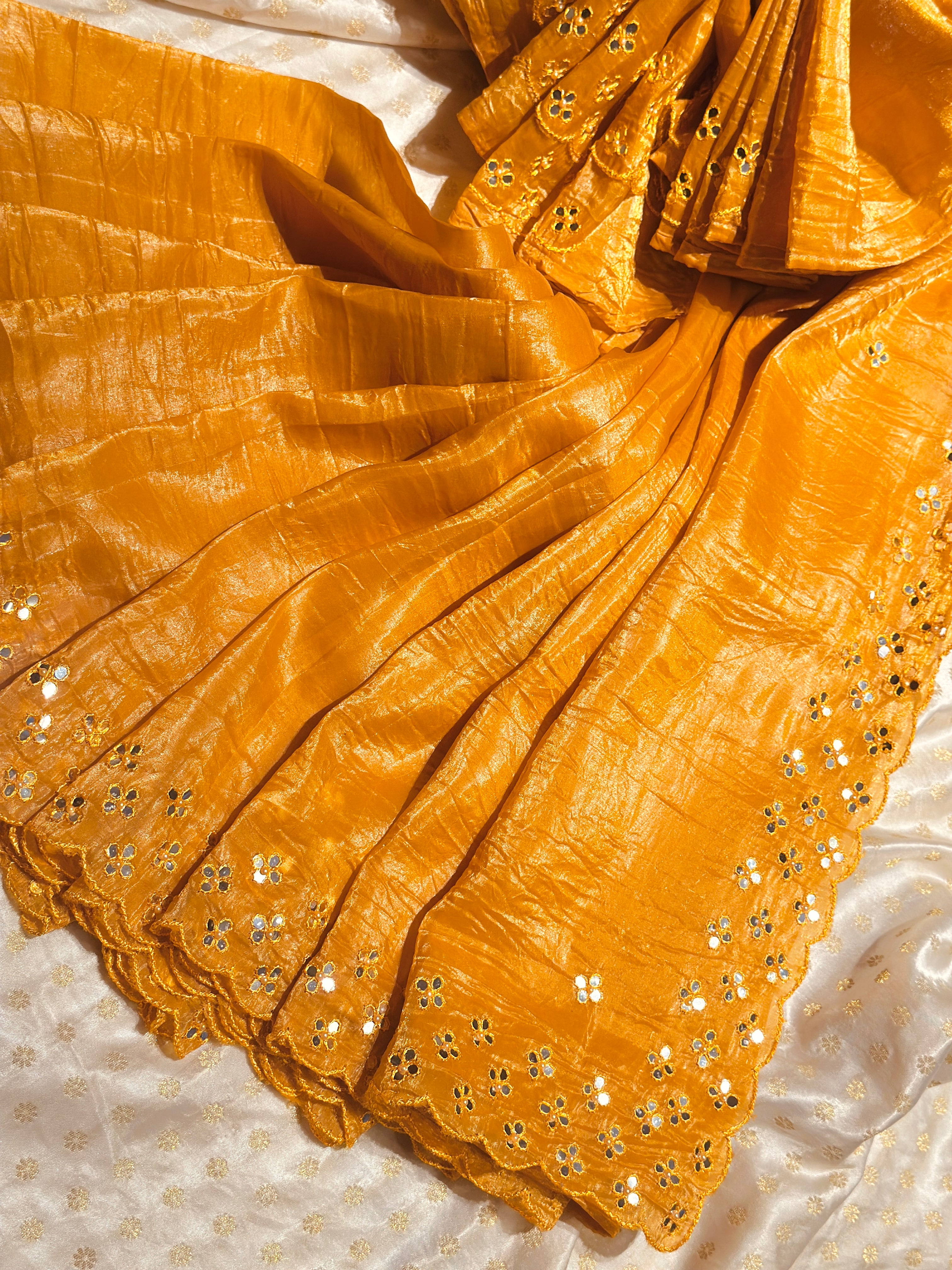 Shubhra Mirror work saree