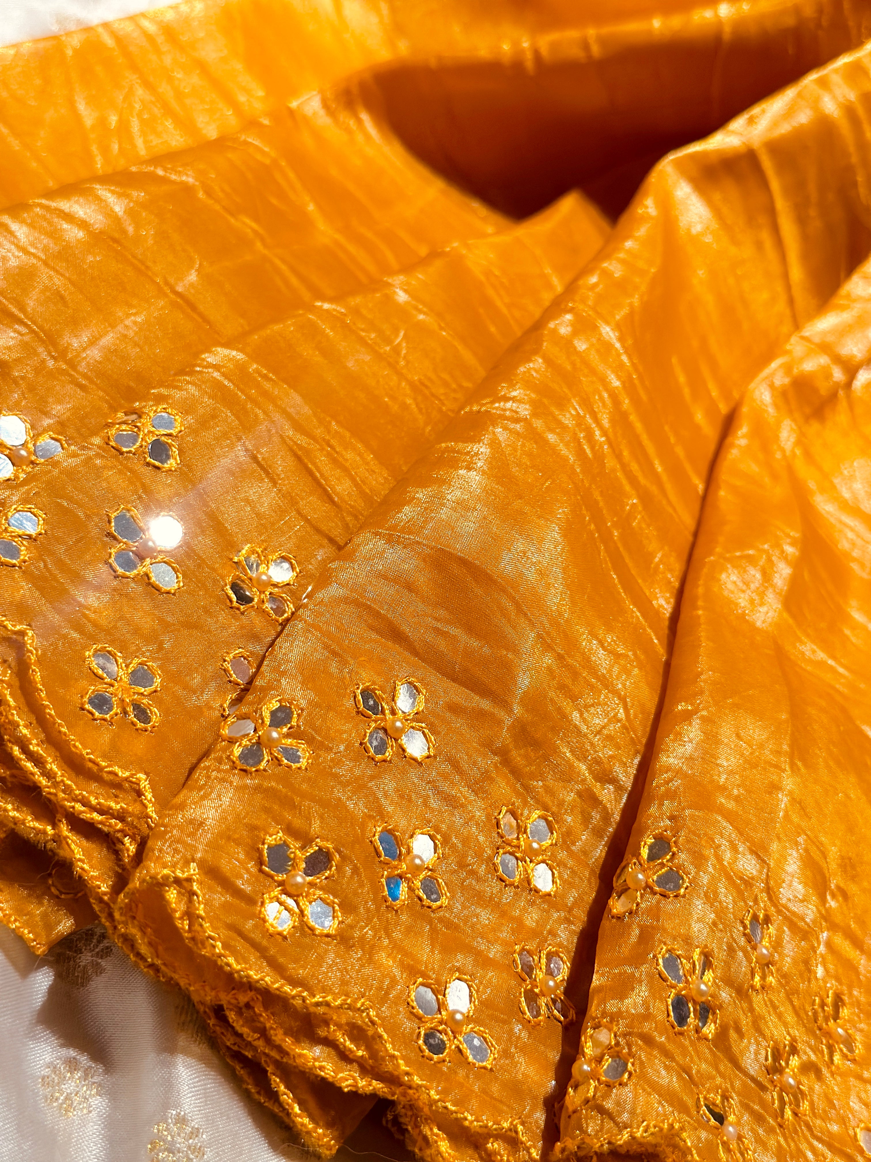 Shubhra Mirror work saree