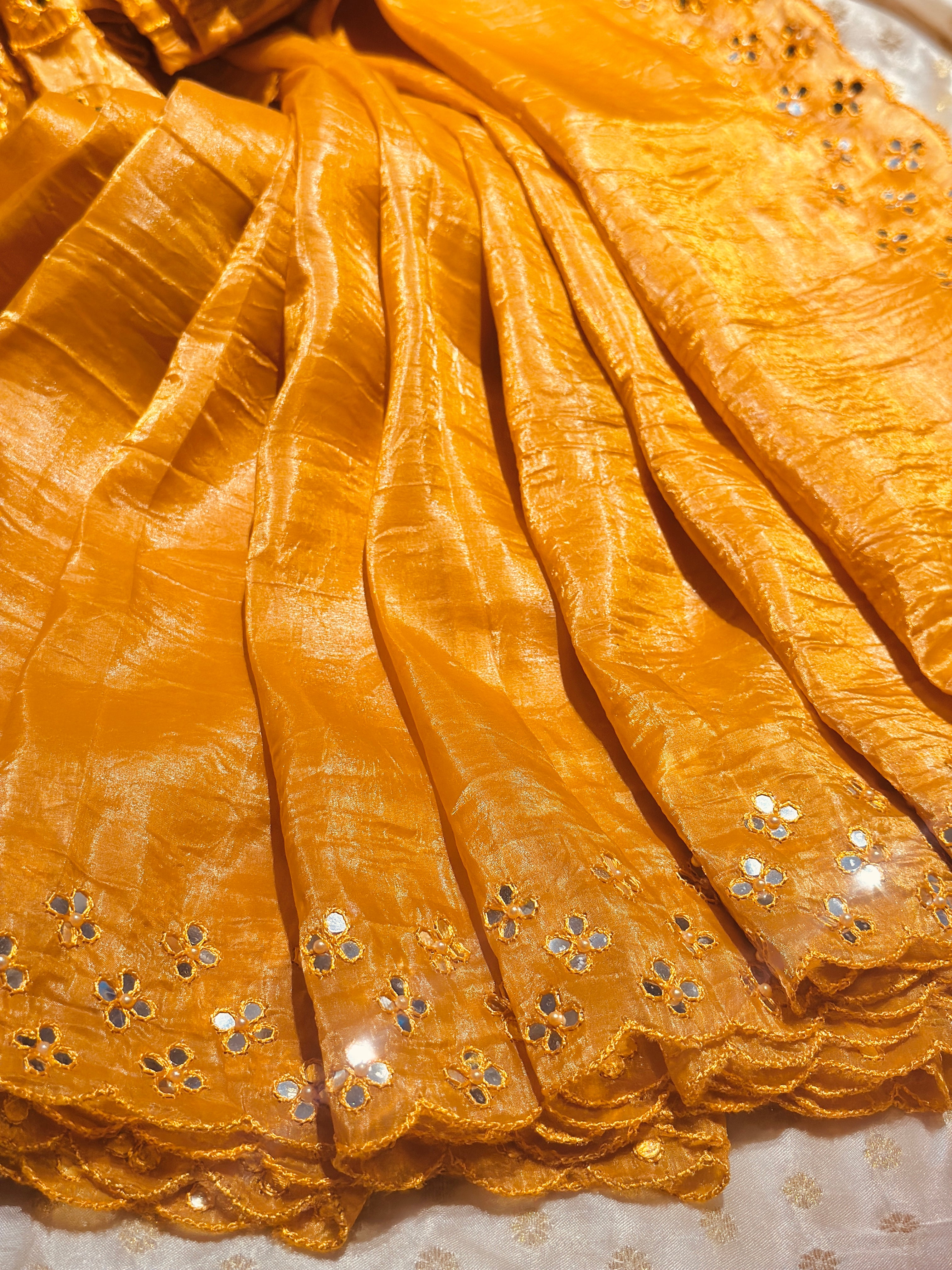 Shubhra Mirror work saree