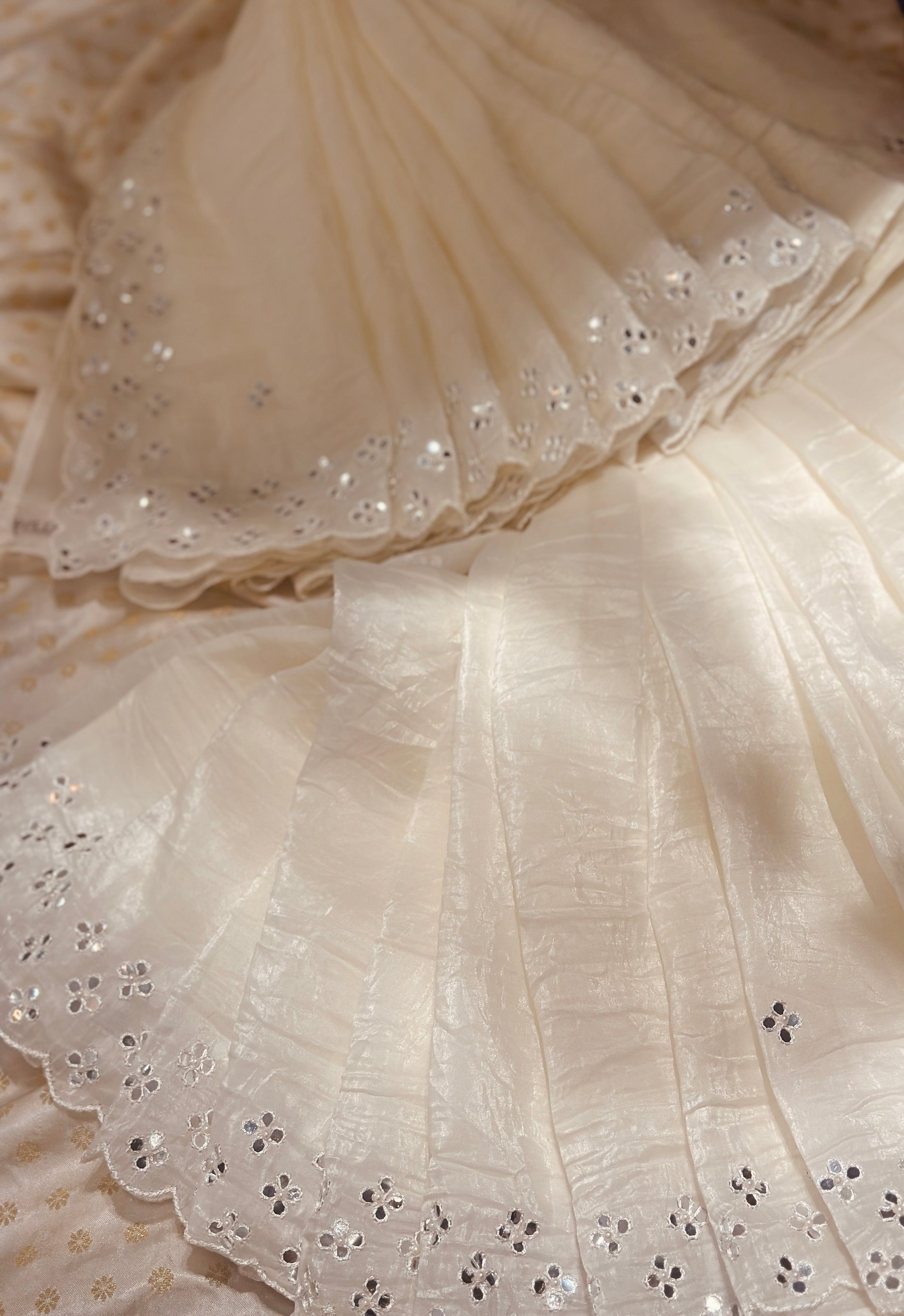 Shubhra Mirror work saree
