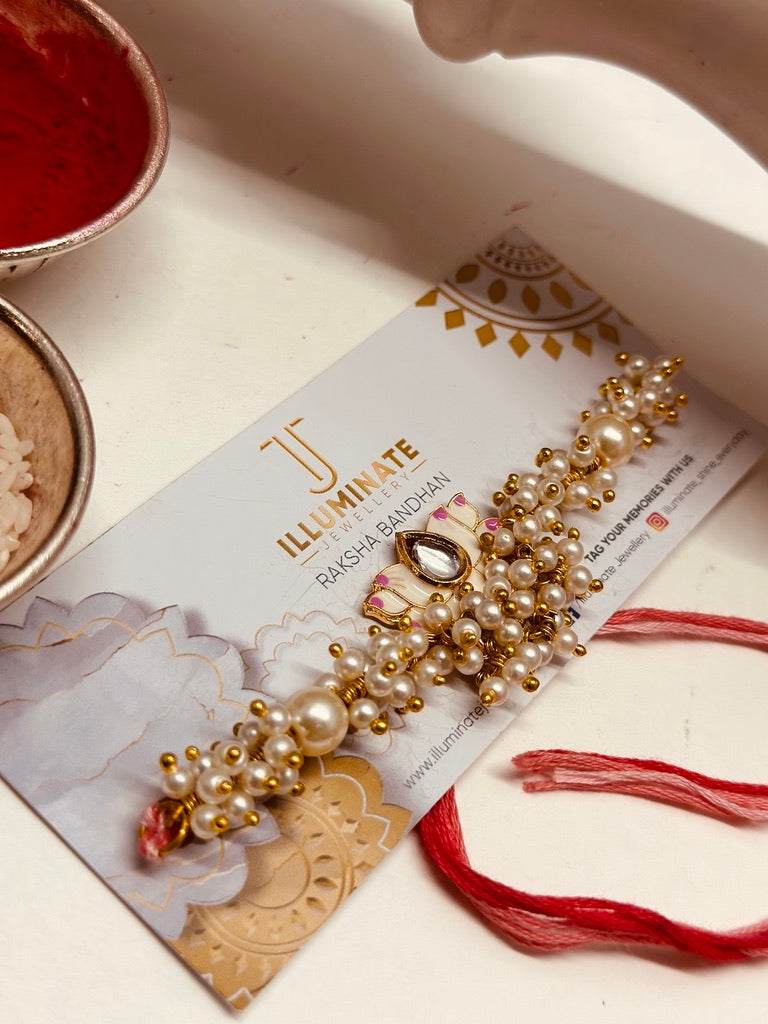 Lotus moti pearl Rakhi