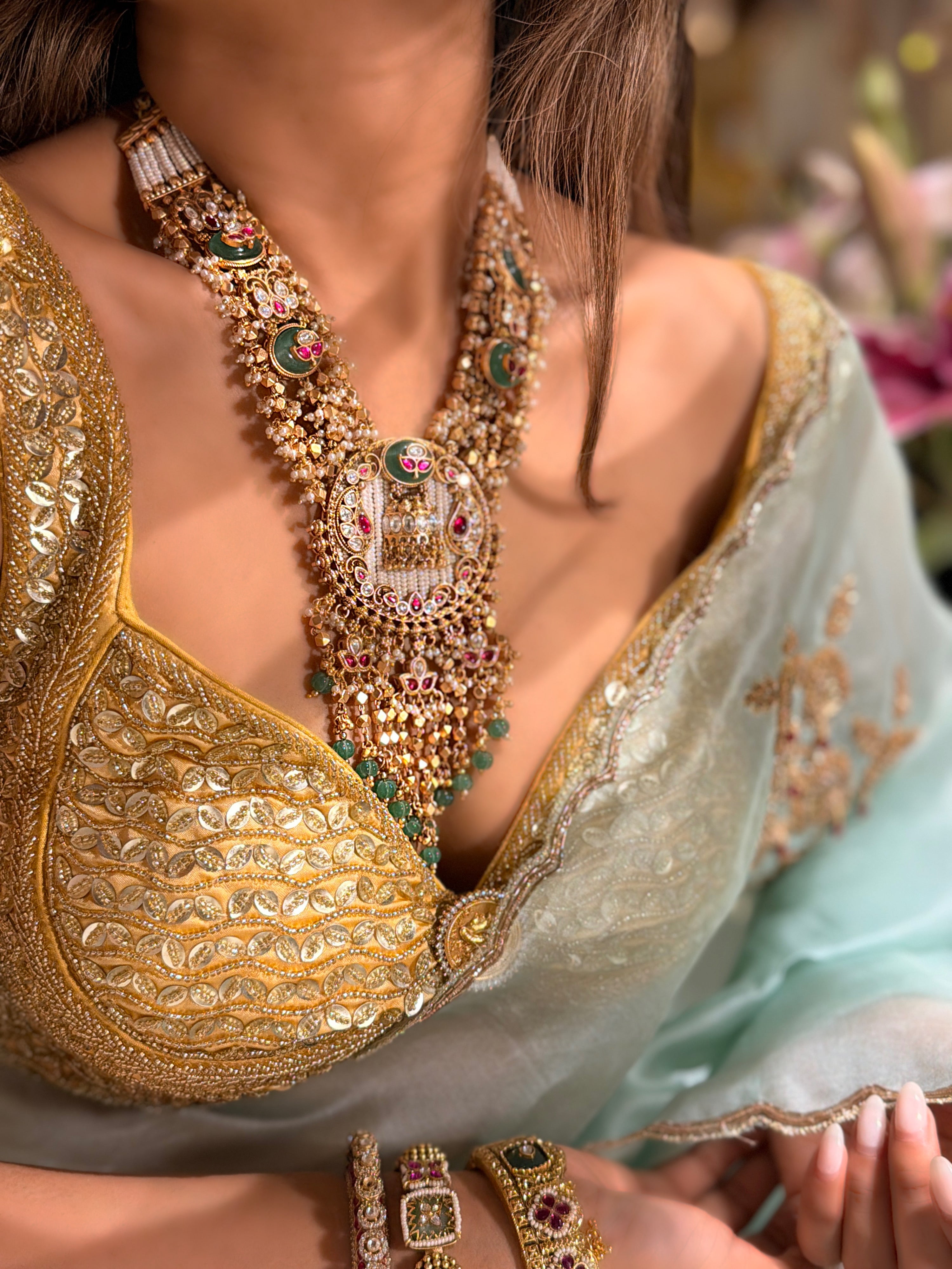 Tvesha gold plated Rajwadi Necklace