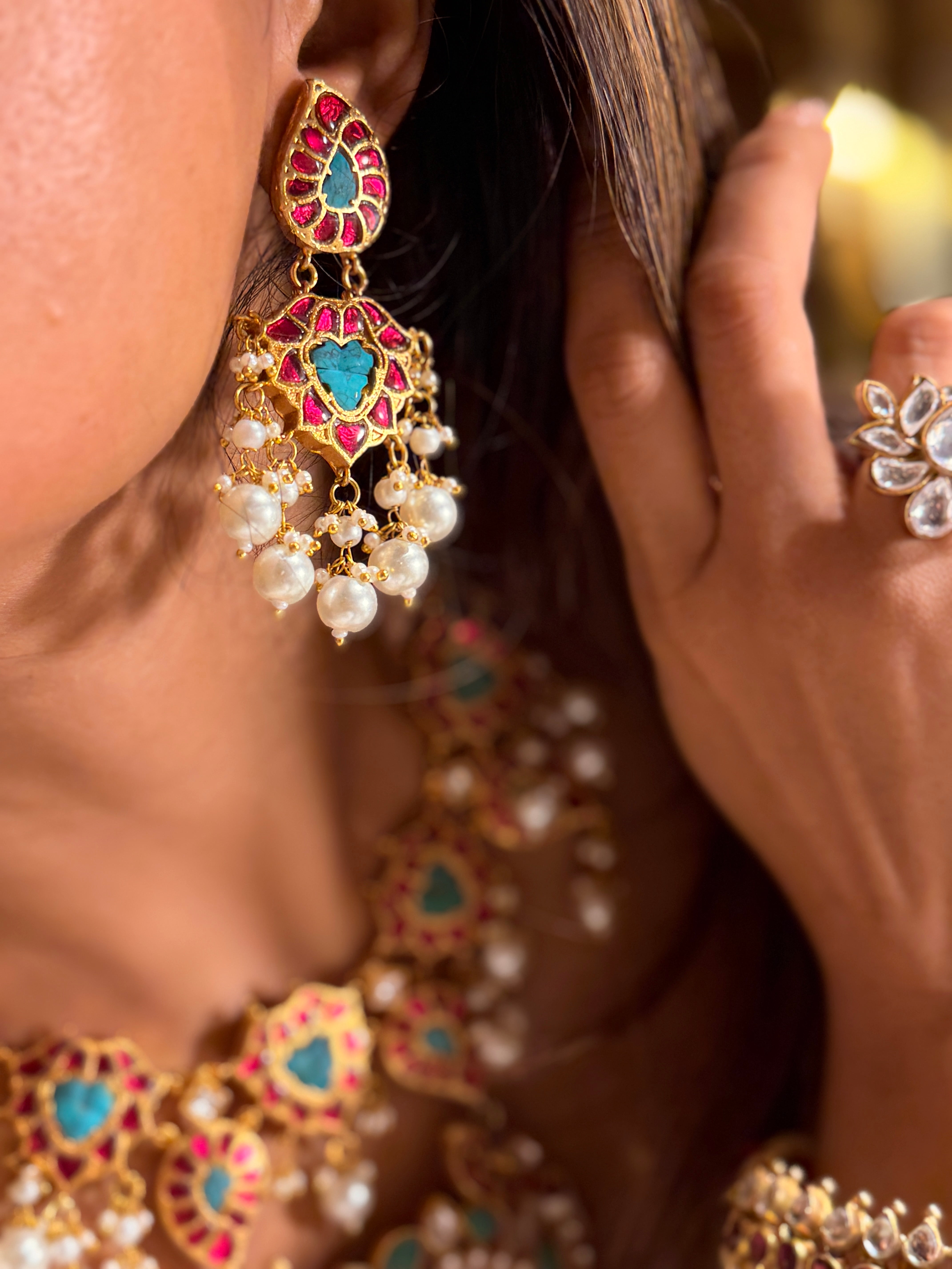 Nandini jadau firozi necklace