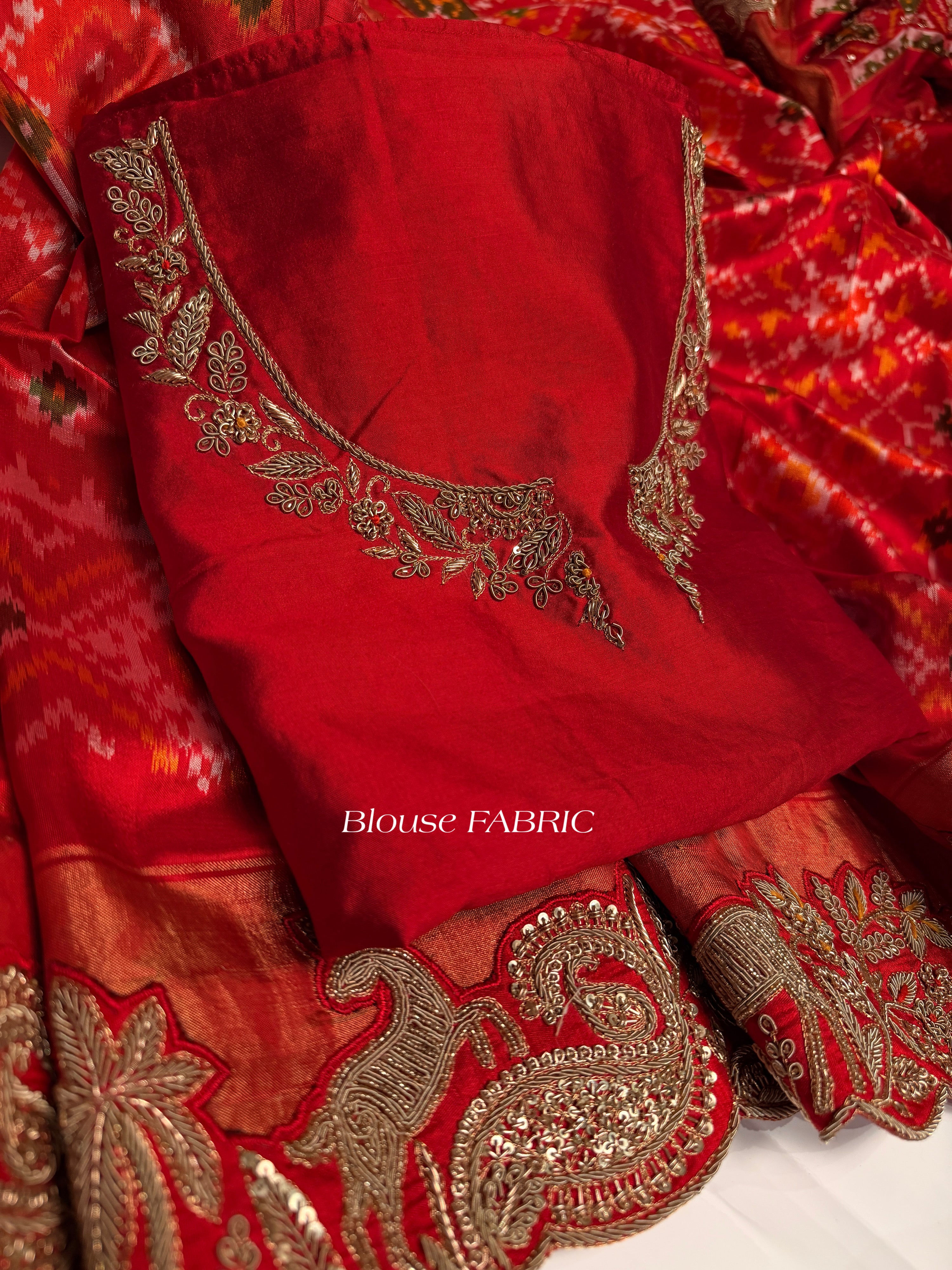 Double Ikkat pure Patola silk with zardosi heavy hand-embroidery