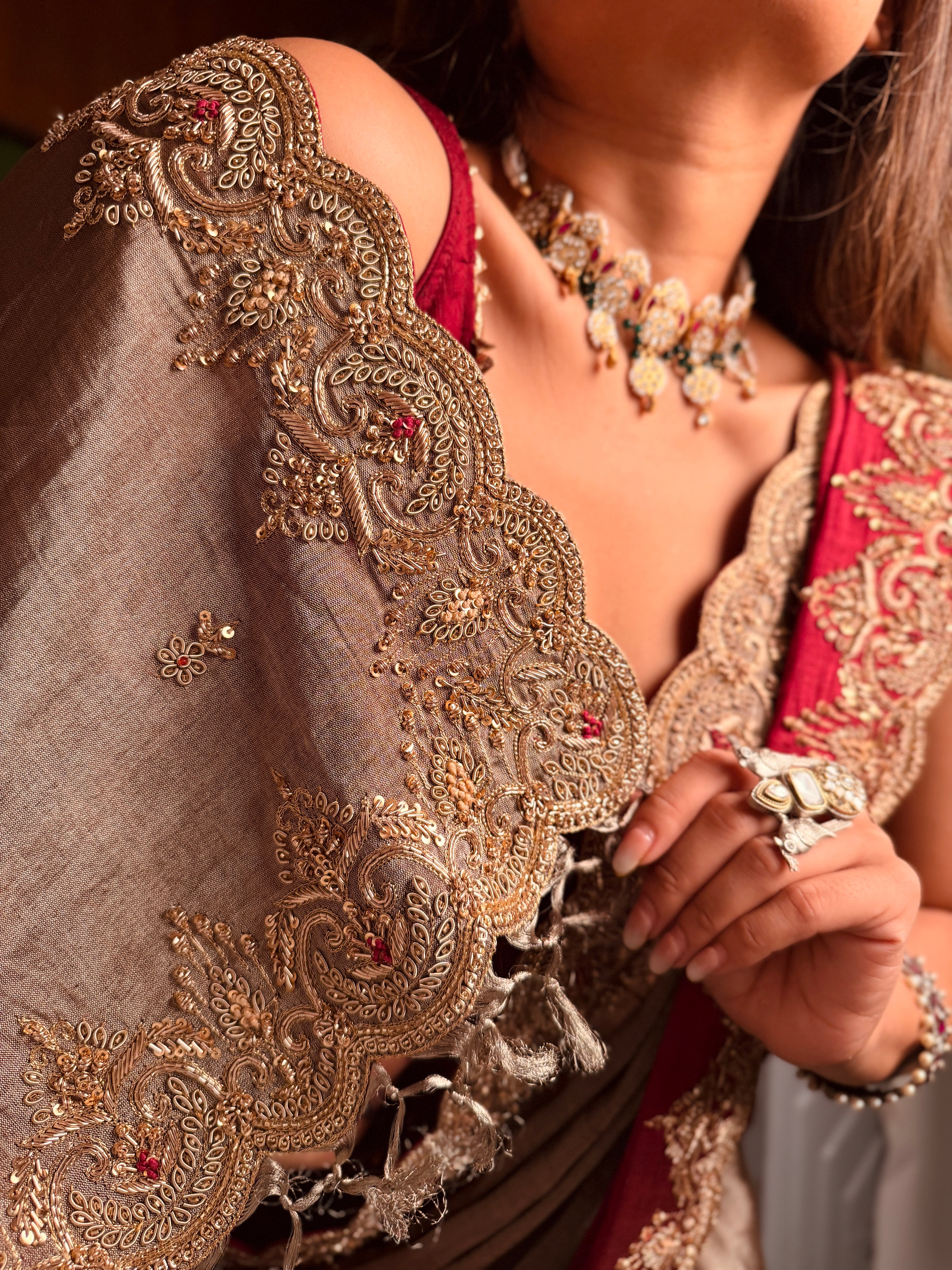 Abroo classic Tissue Zardosi Saree