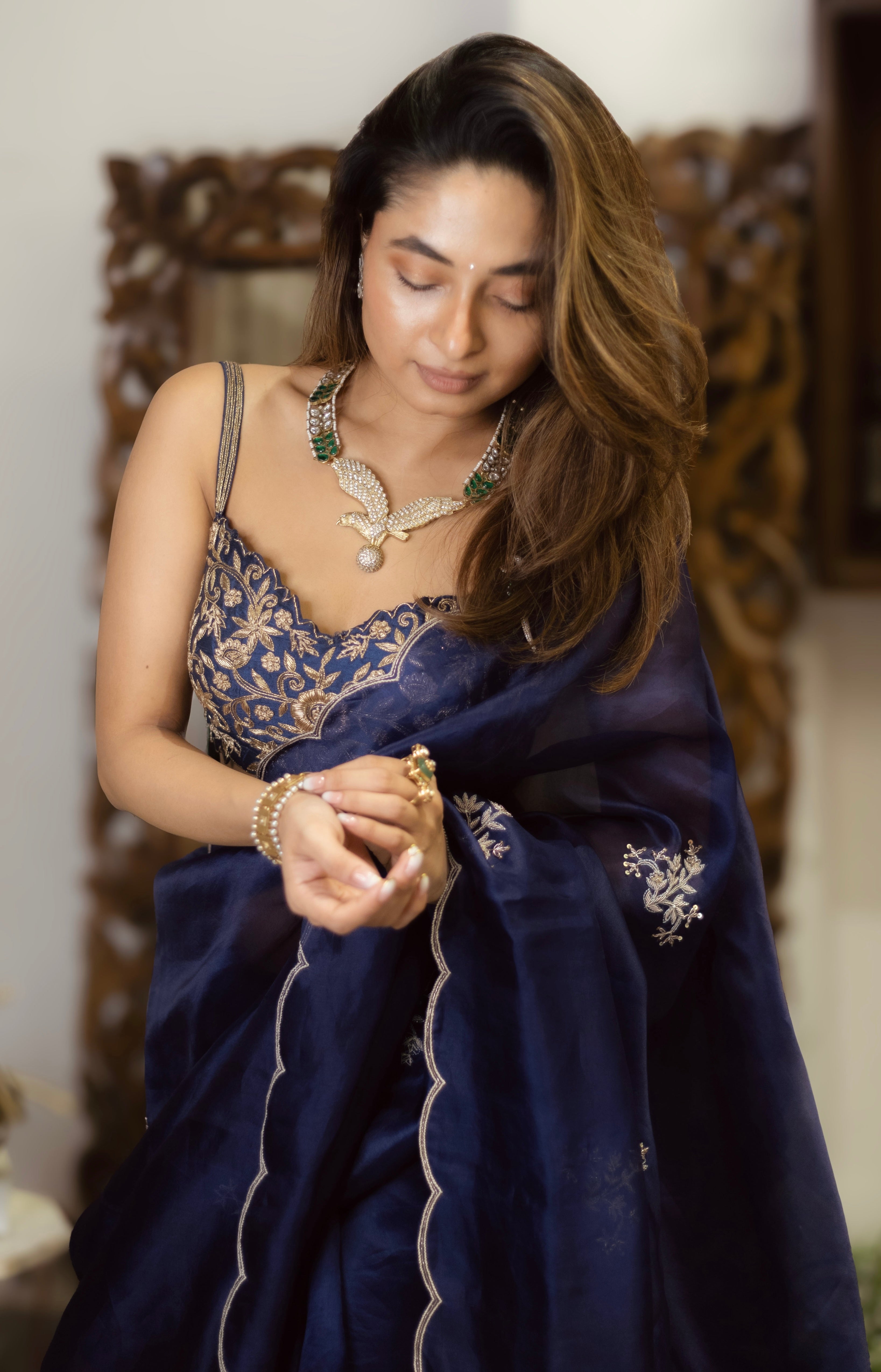 Royal Blue Aqua Garden Saree