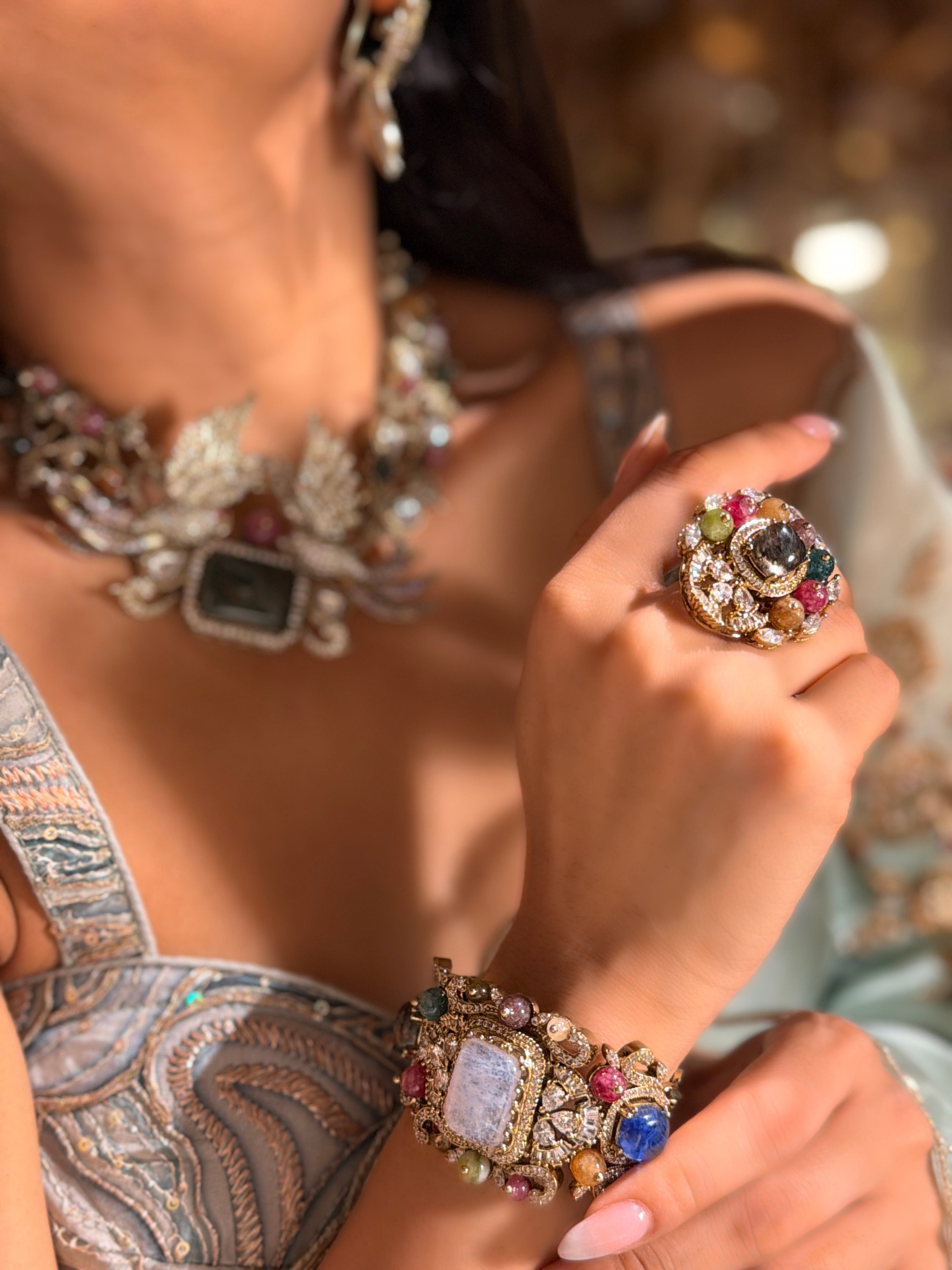 Elizabeth Ornate Elegance Bracelet- Rose Quartz