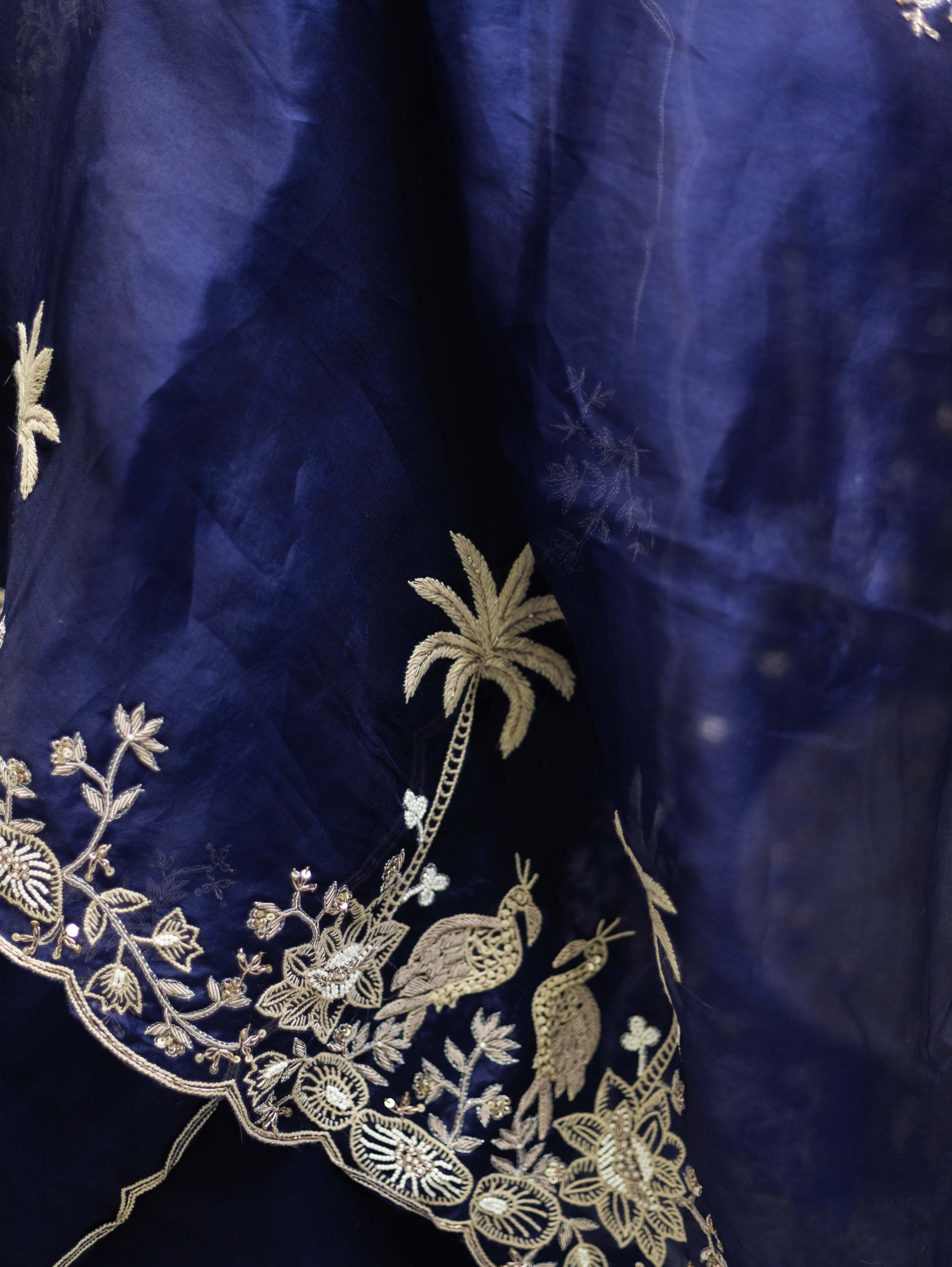 Royal Blue Aqua Garden Saree