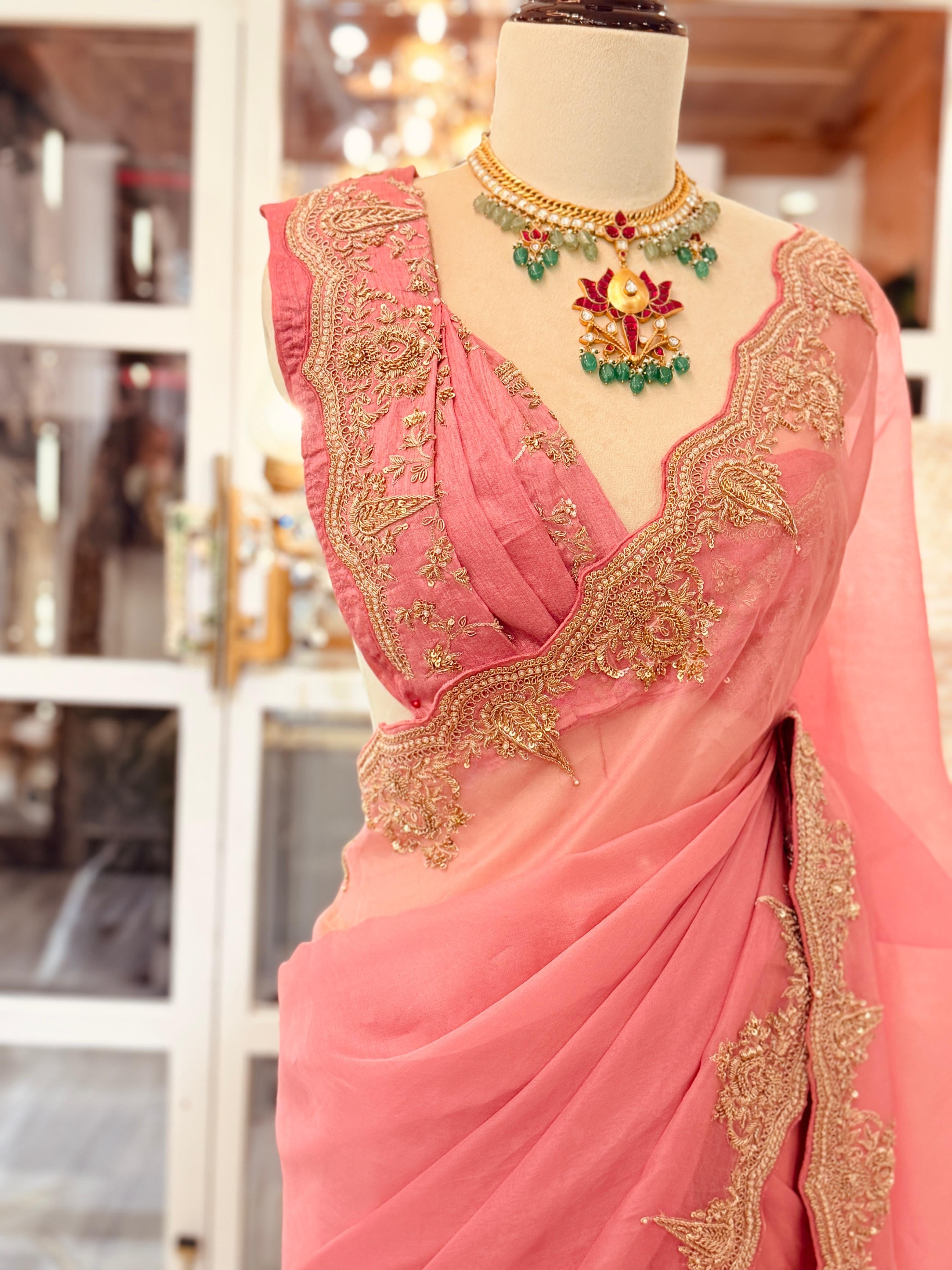 Blush Pink Kora Banarasi