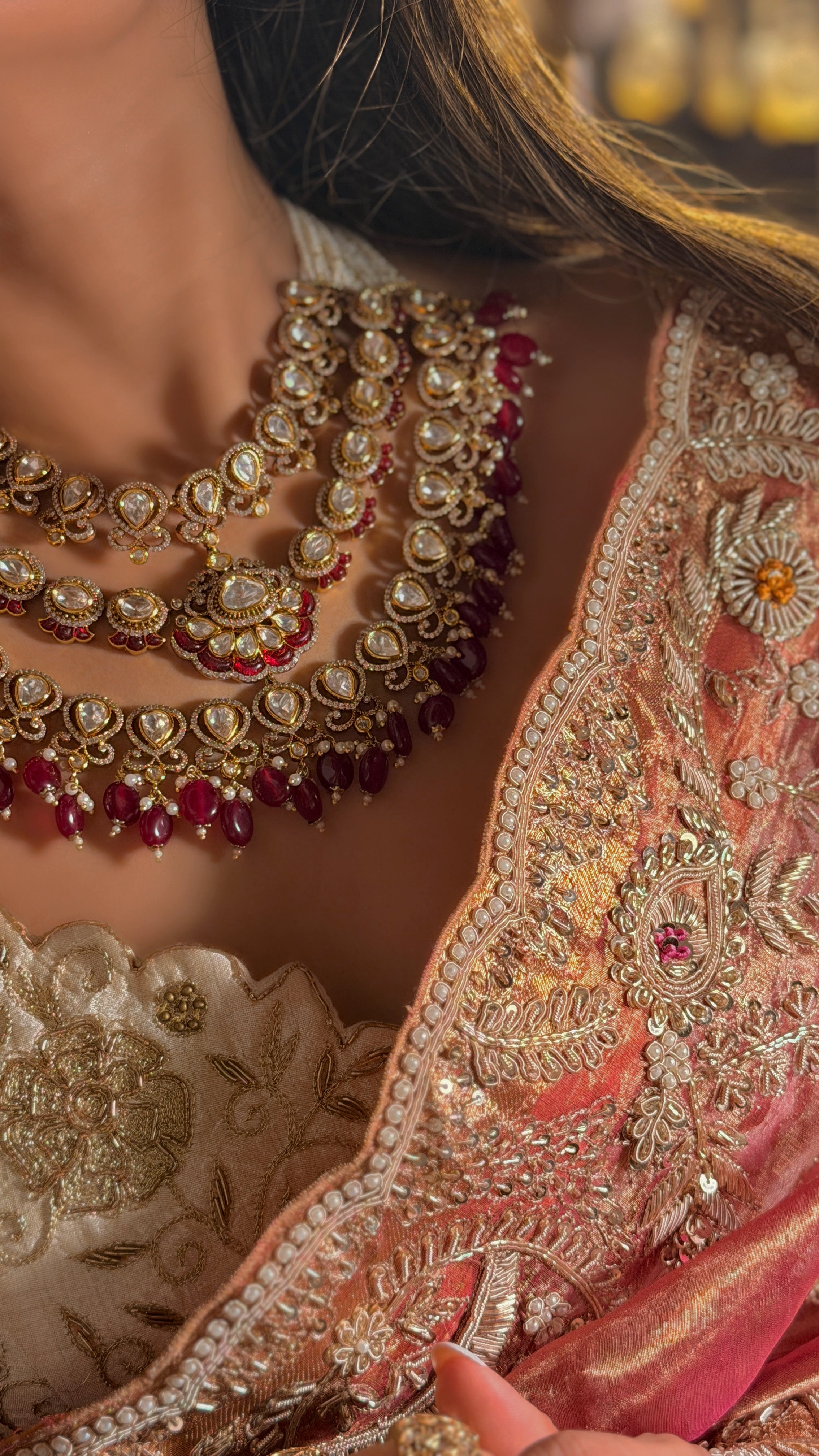 Shreema Leheriya Necklace -Ruby