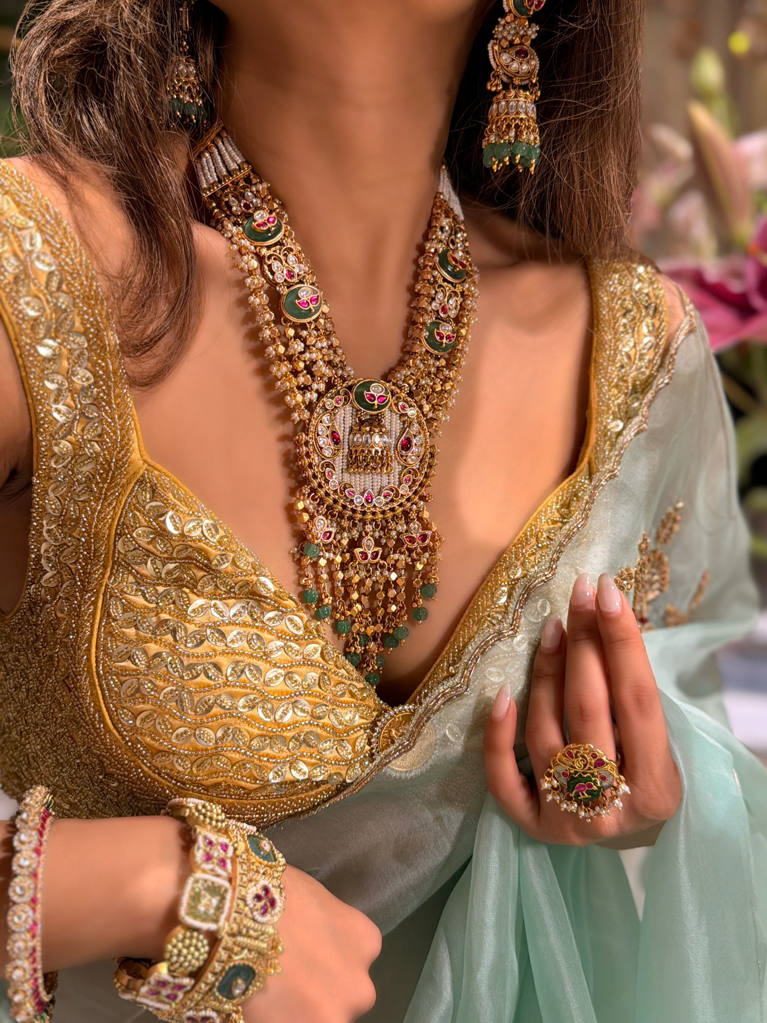 Tvesha gold plated Rajwadi Necklace