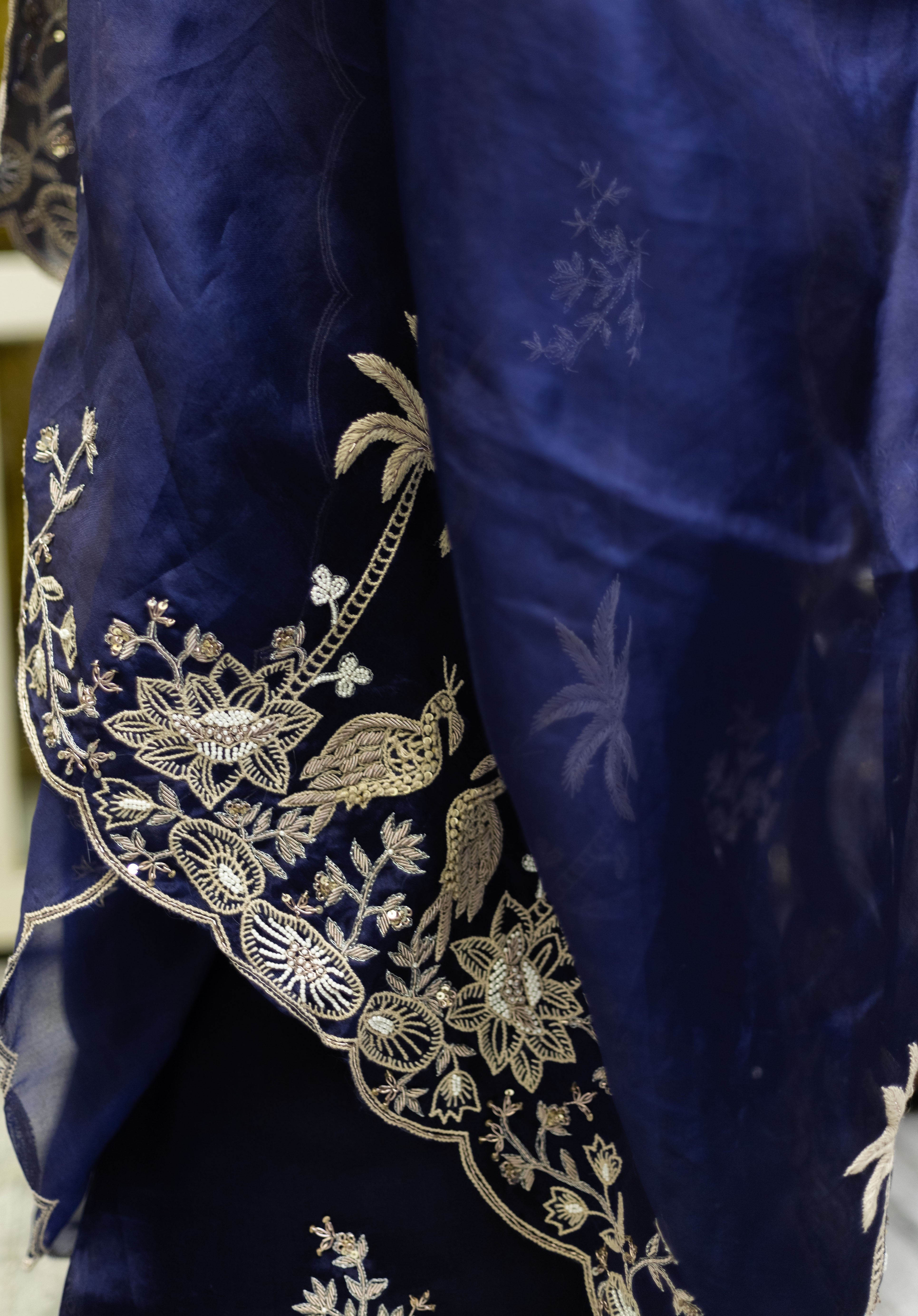 Royal Blue Aqua Garden Saree