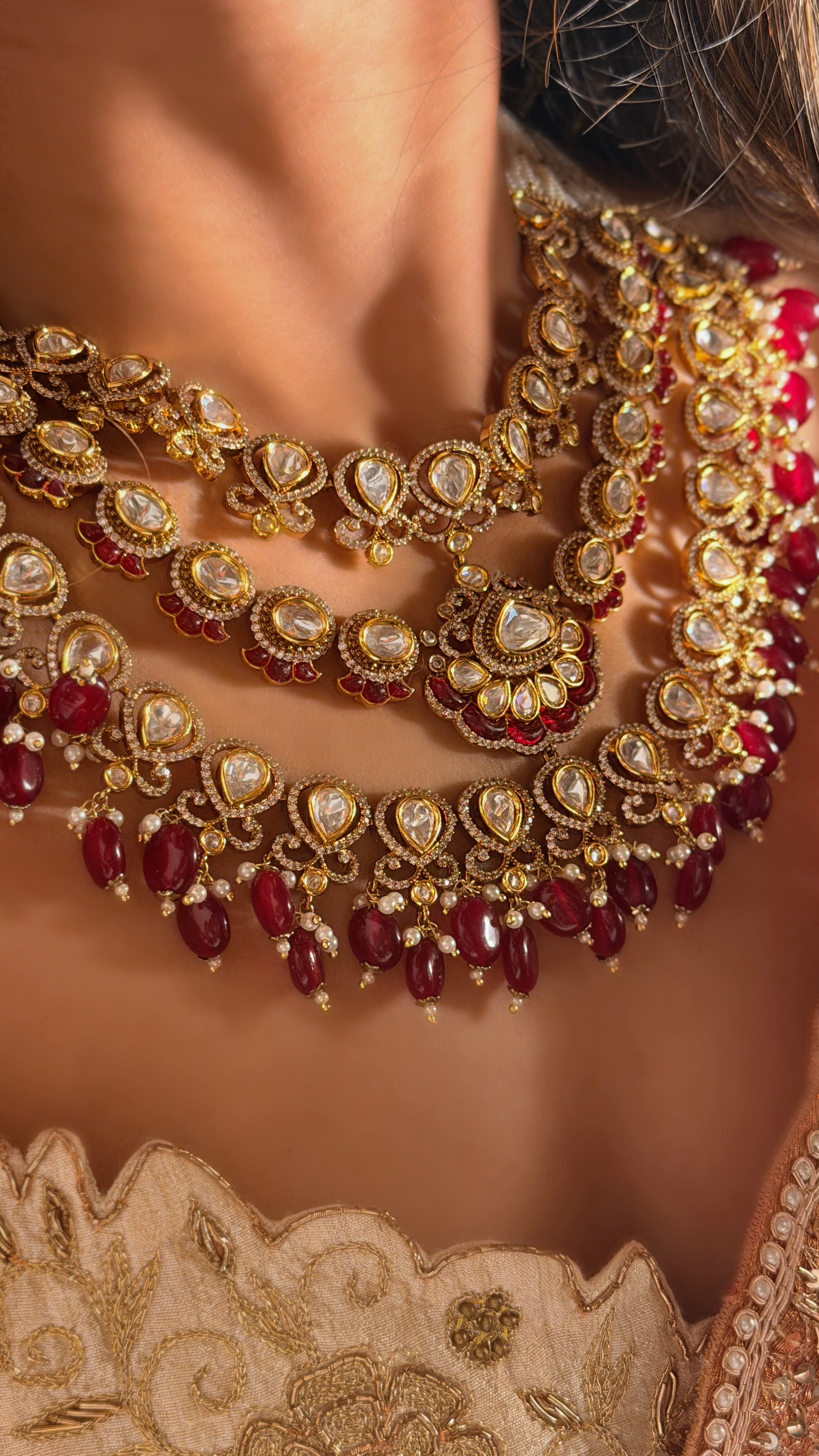 Shreema Leheriya Necklace -Ruby