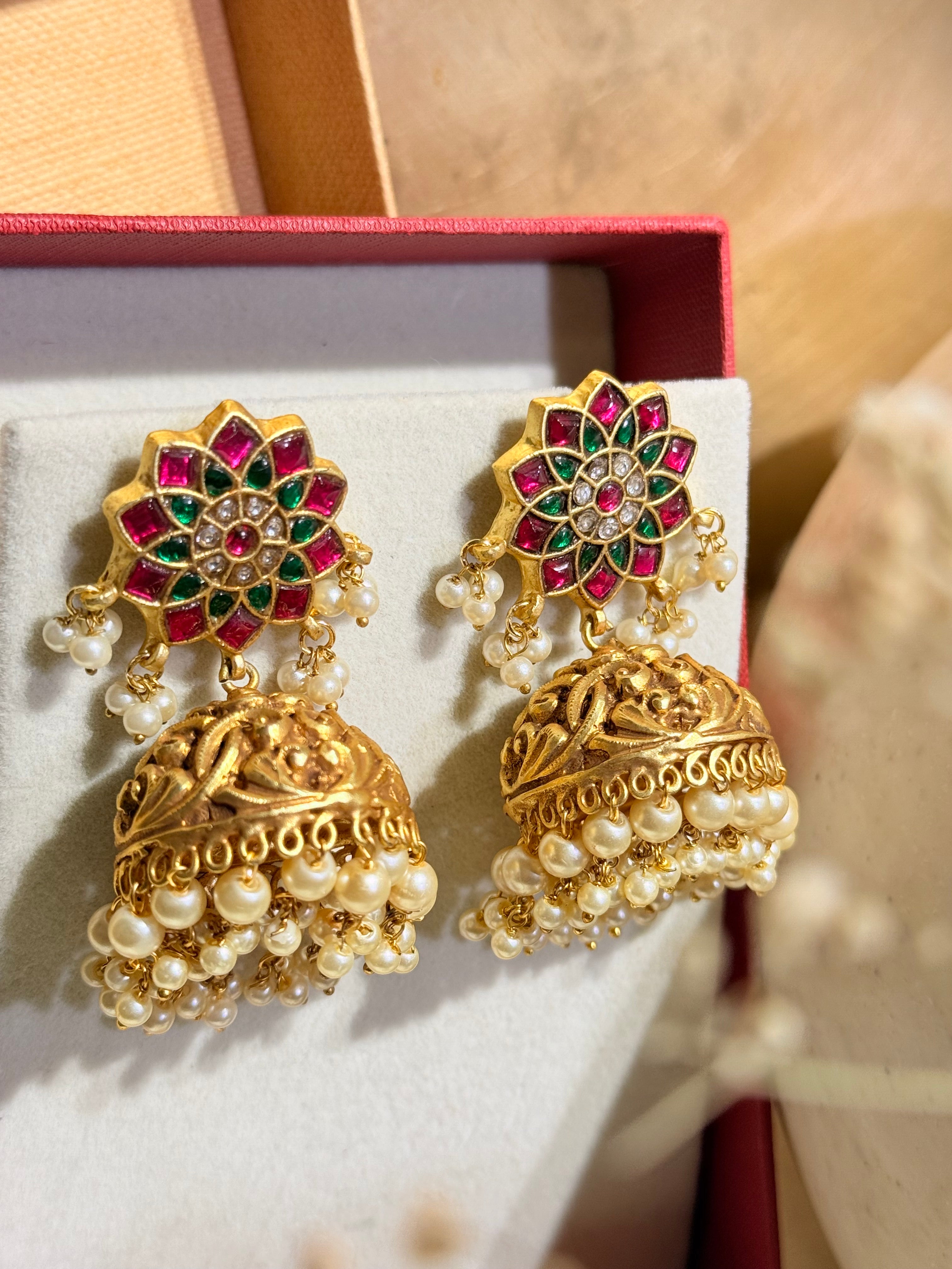 Jadau Hand carved Jhumki