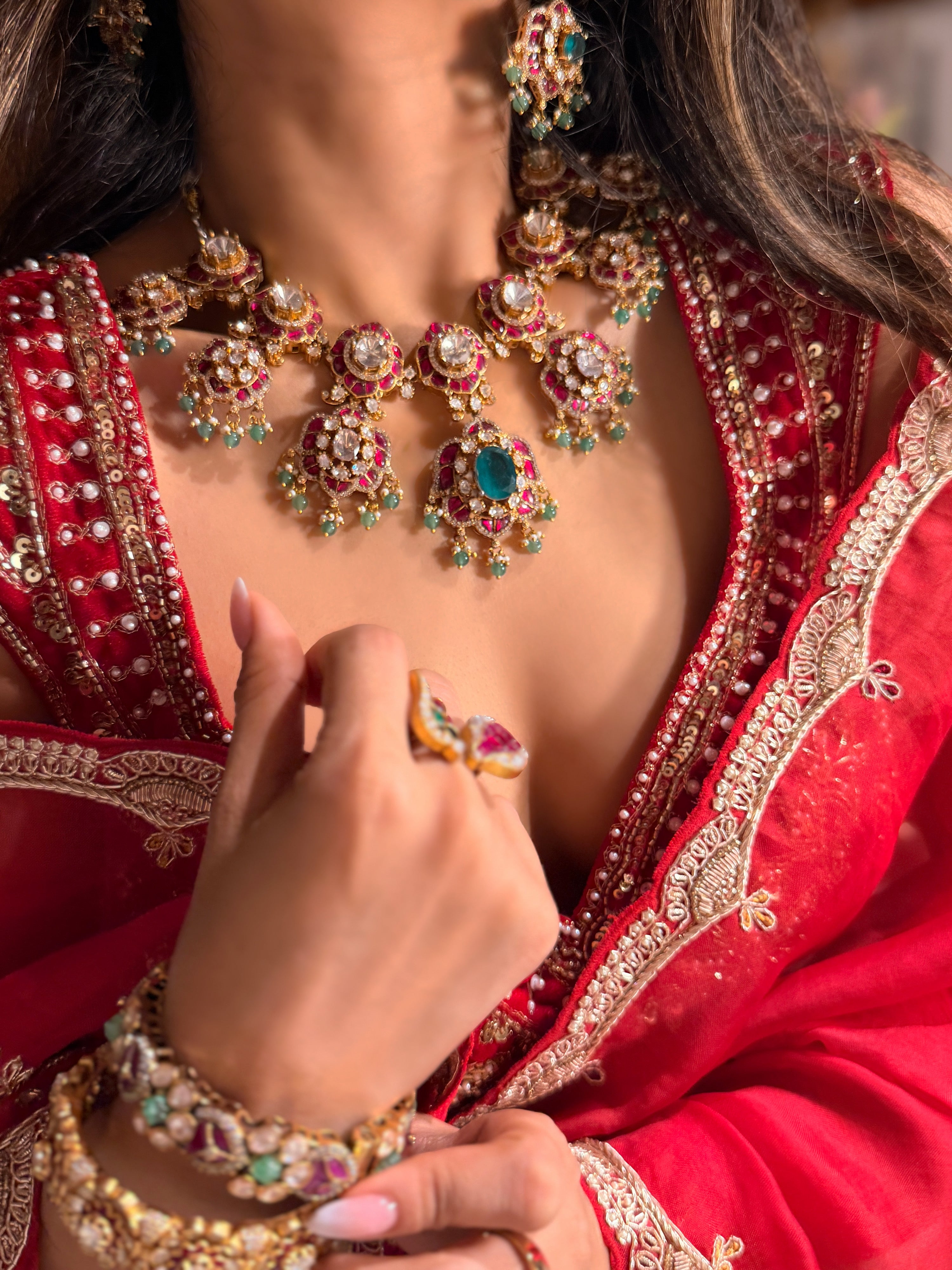 Piroee polki-Jadau Necklace