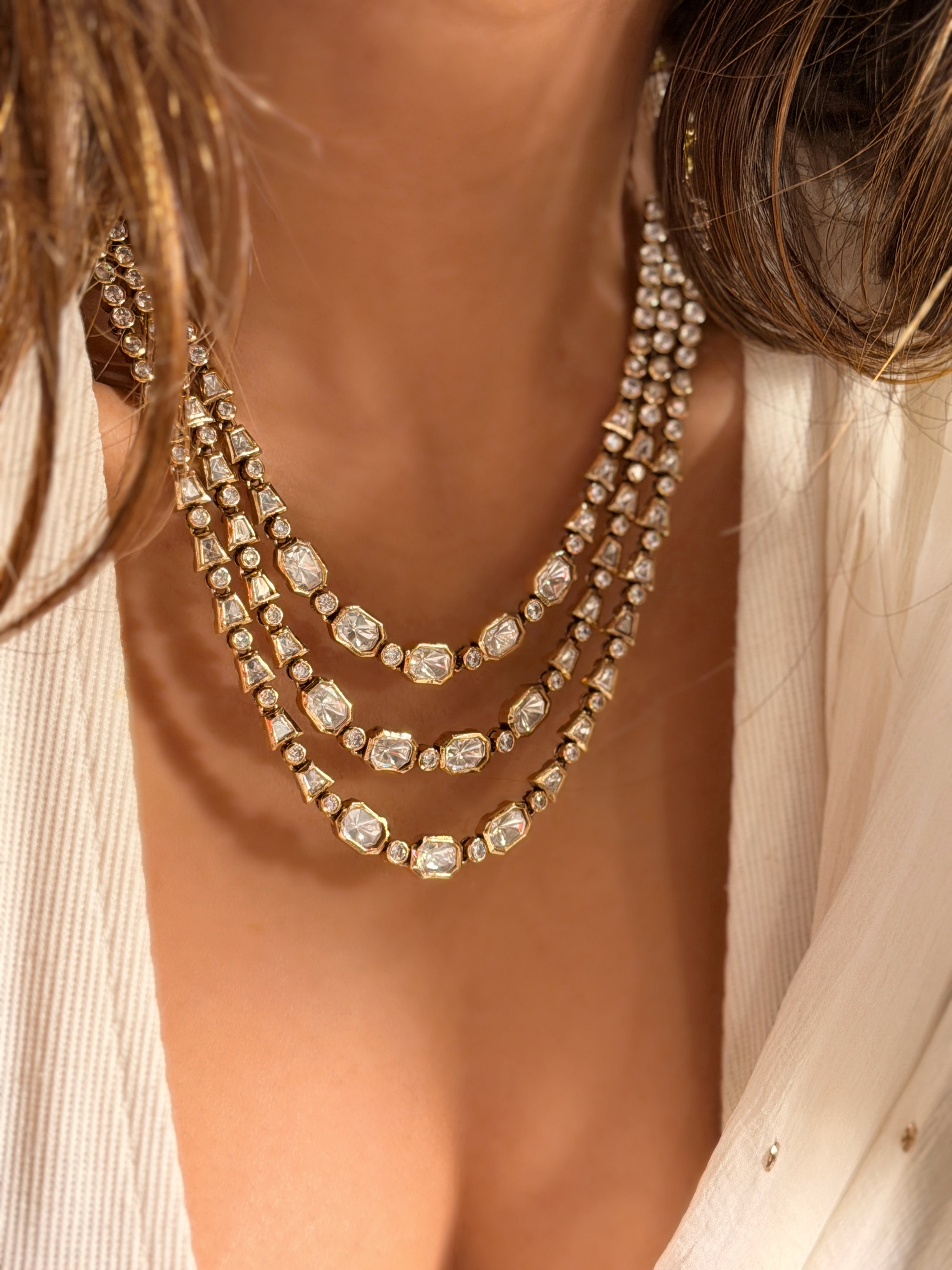 Moissanite Three Layerd Necklace