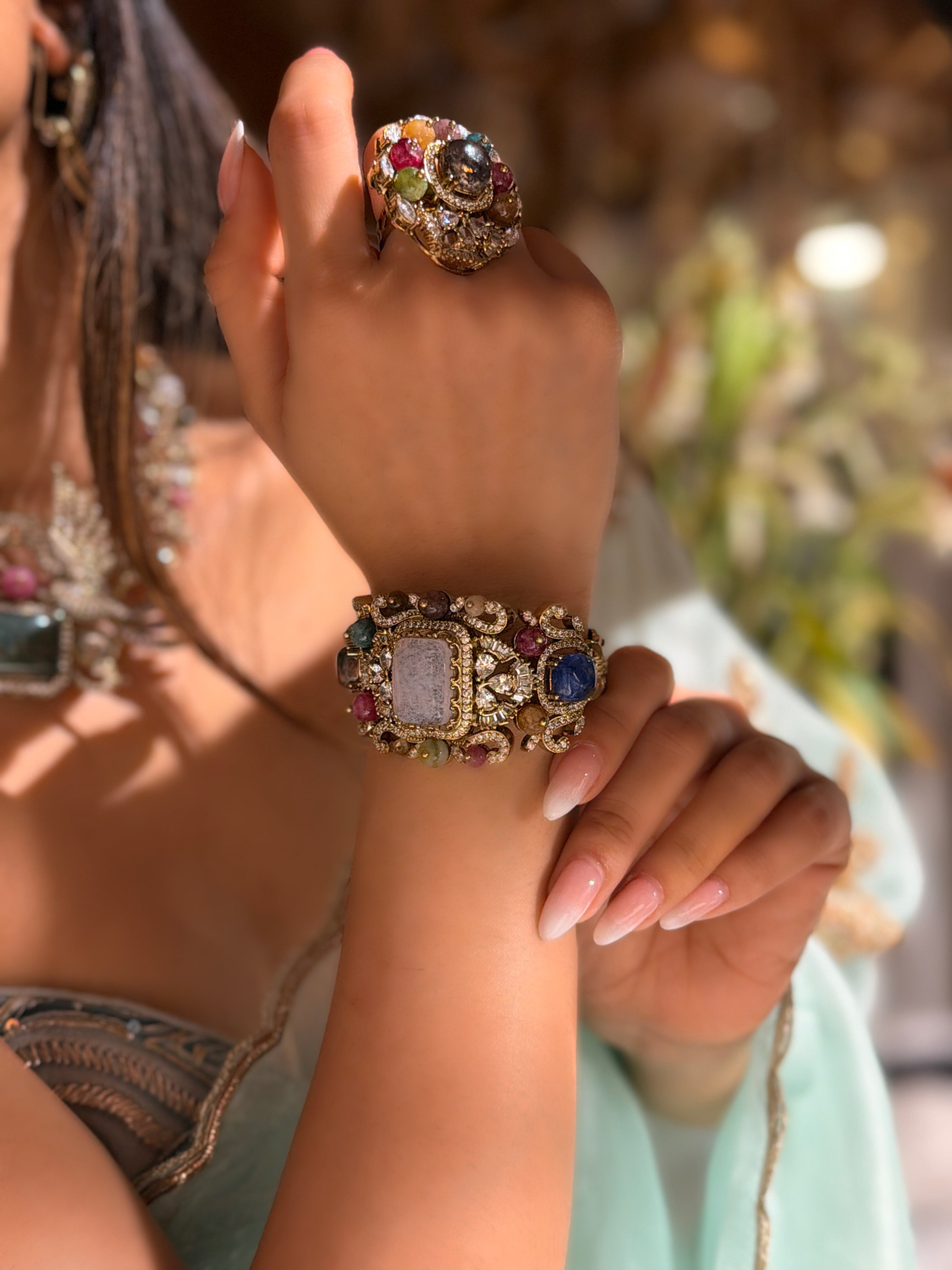 Elizabeth Ornate Elegance Bracelet- Rose Quartz