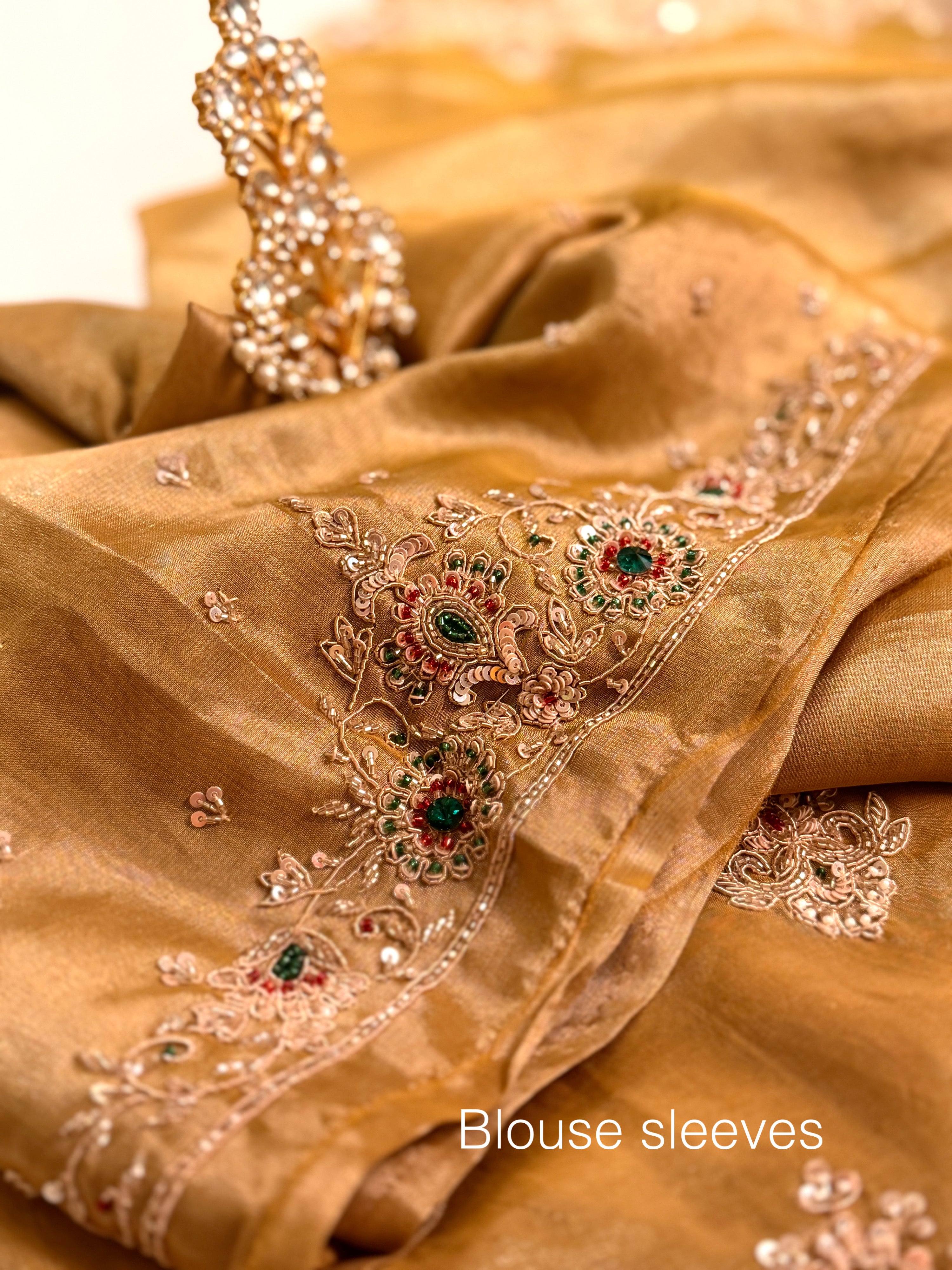 Golden Heirloom Tissue kanjivaran Zardosi saree