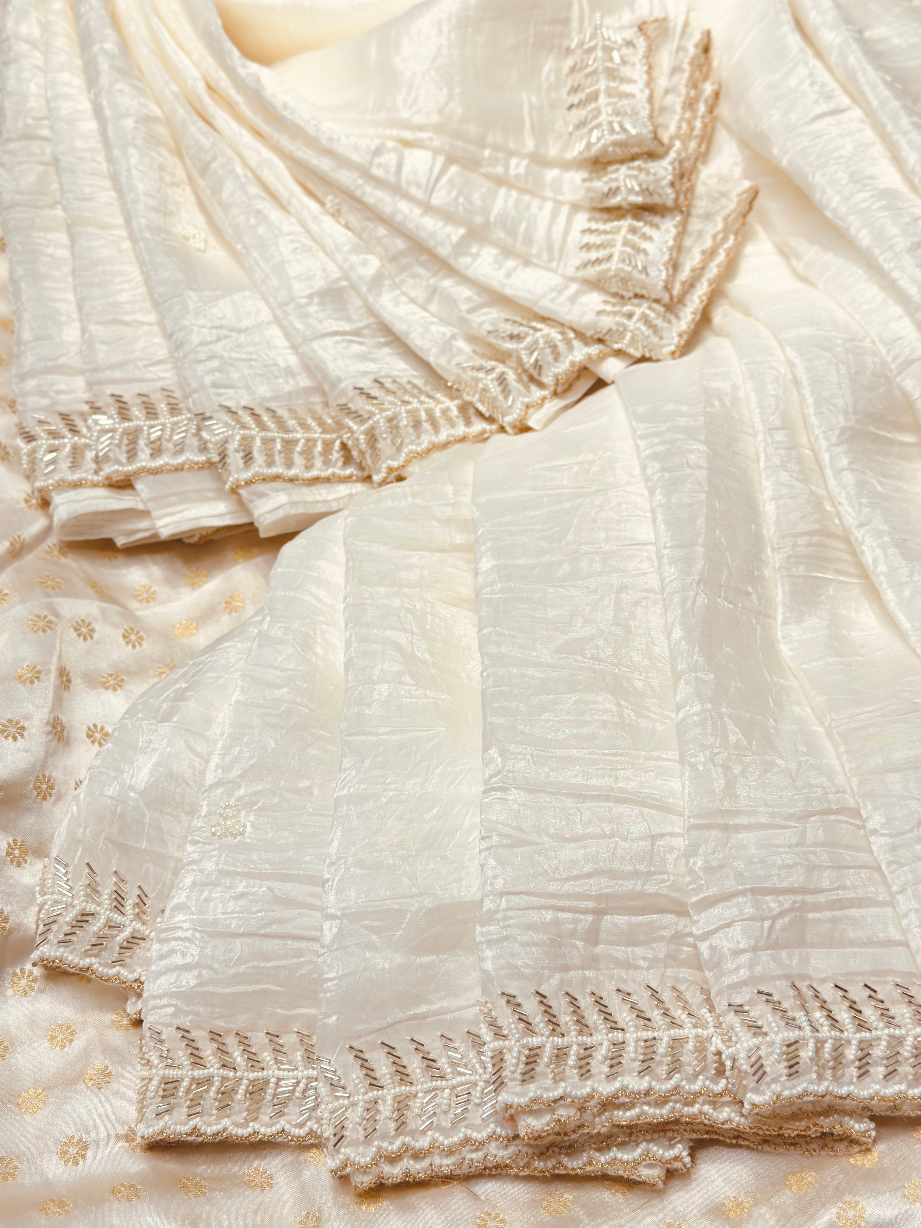 Chandni Zar Ivory  saree