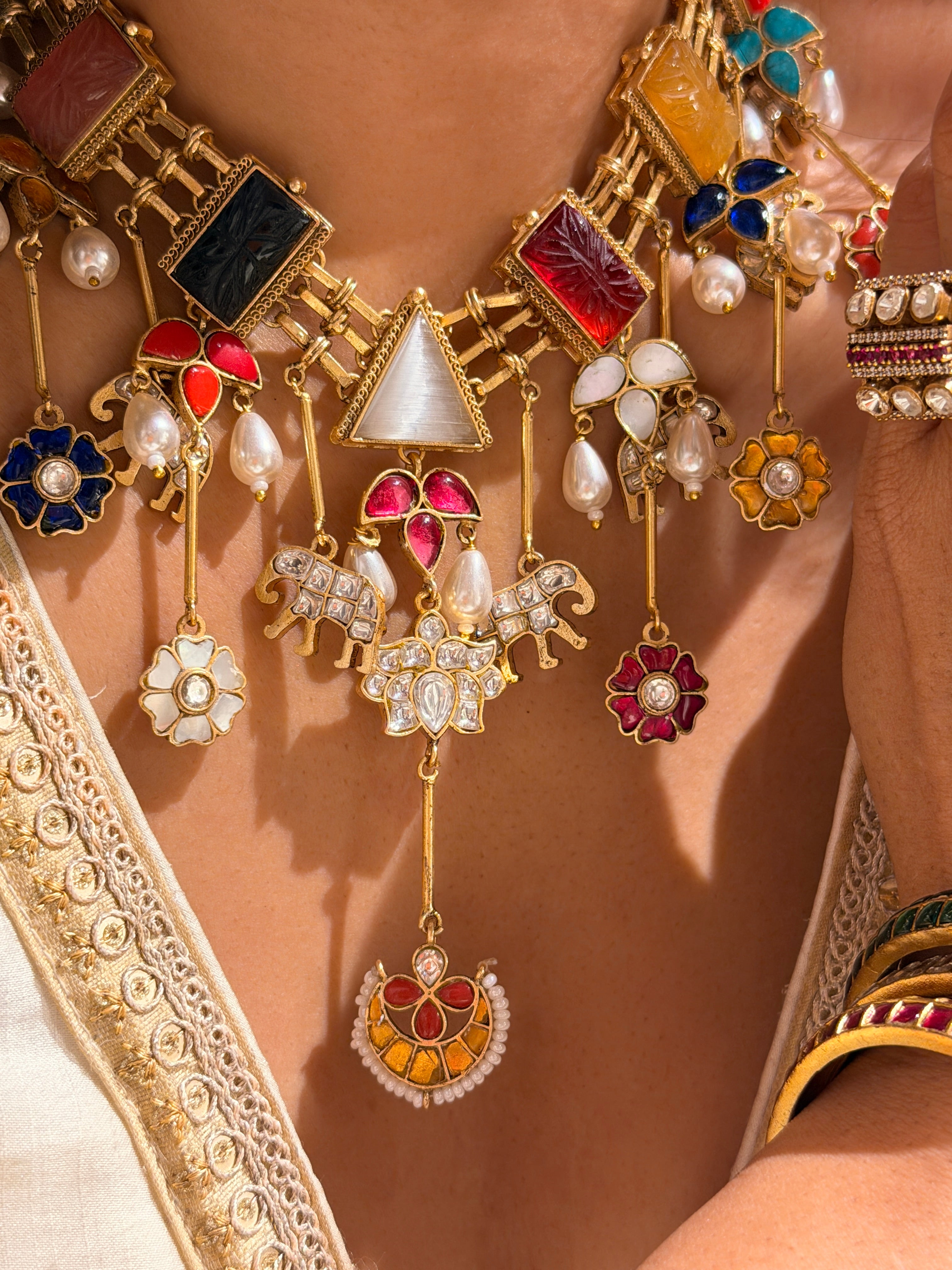 Navratan Sitara jadau Necklace