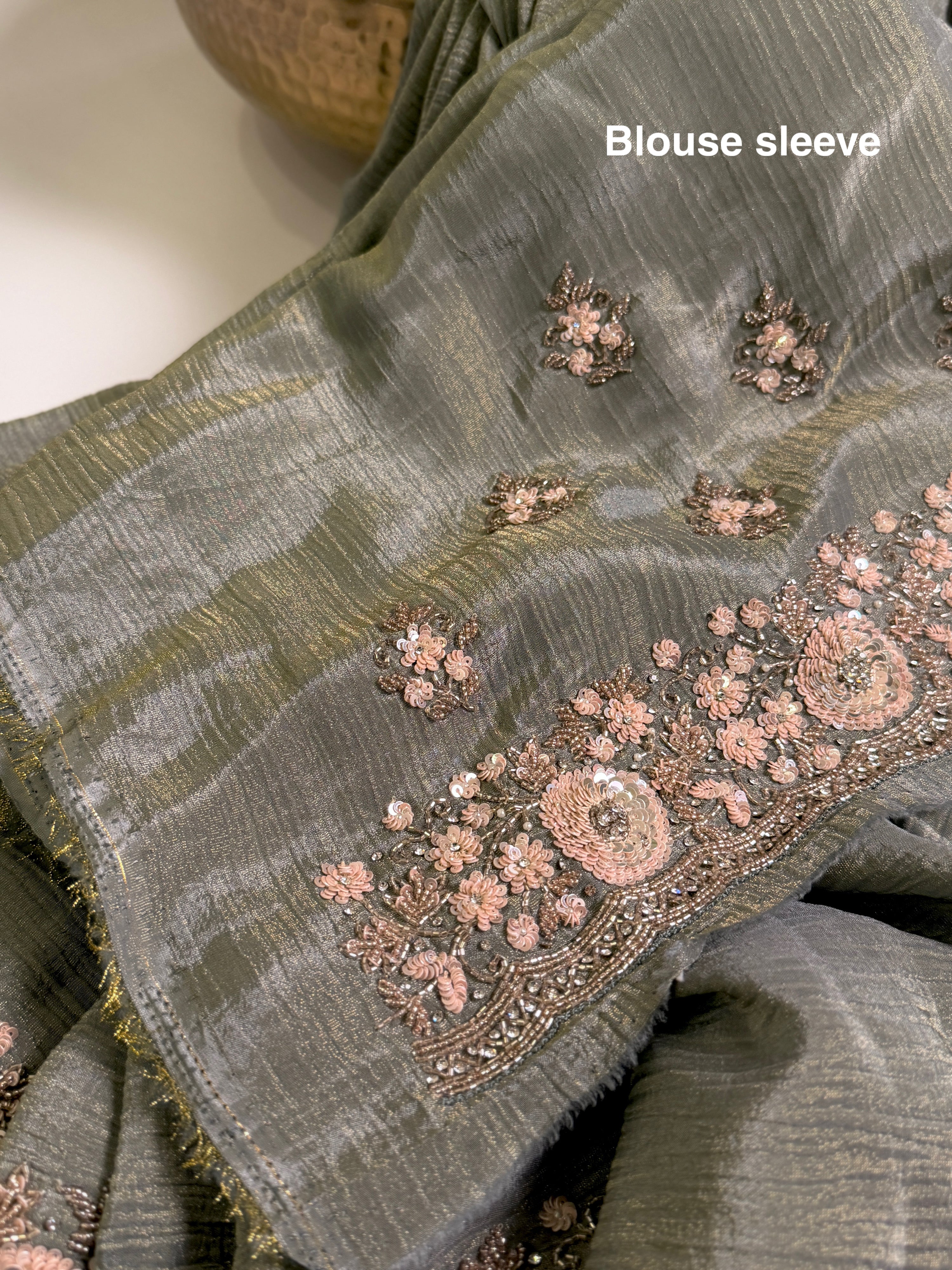 Sage sequin Dahlia Saree