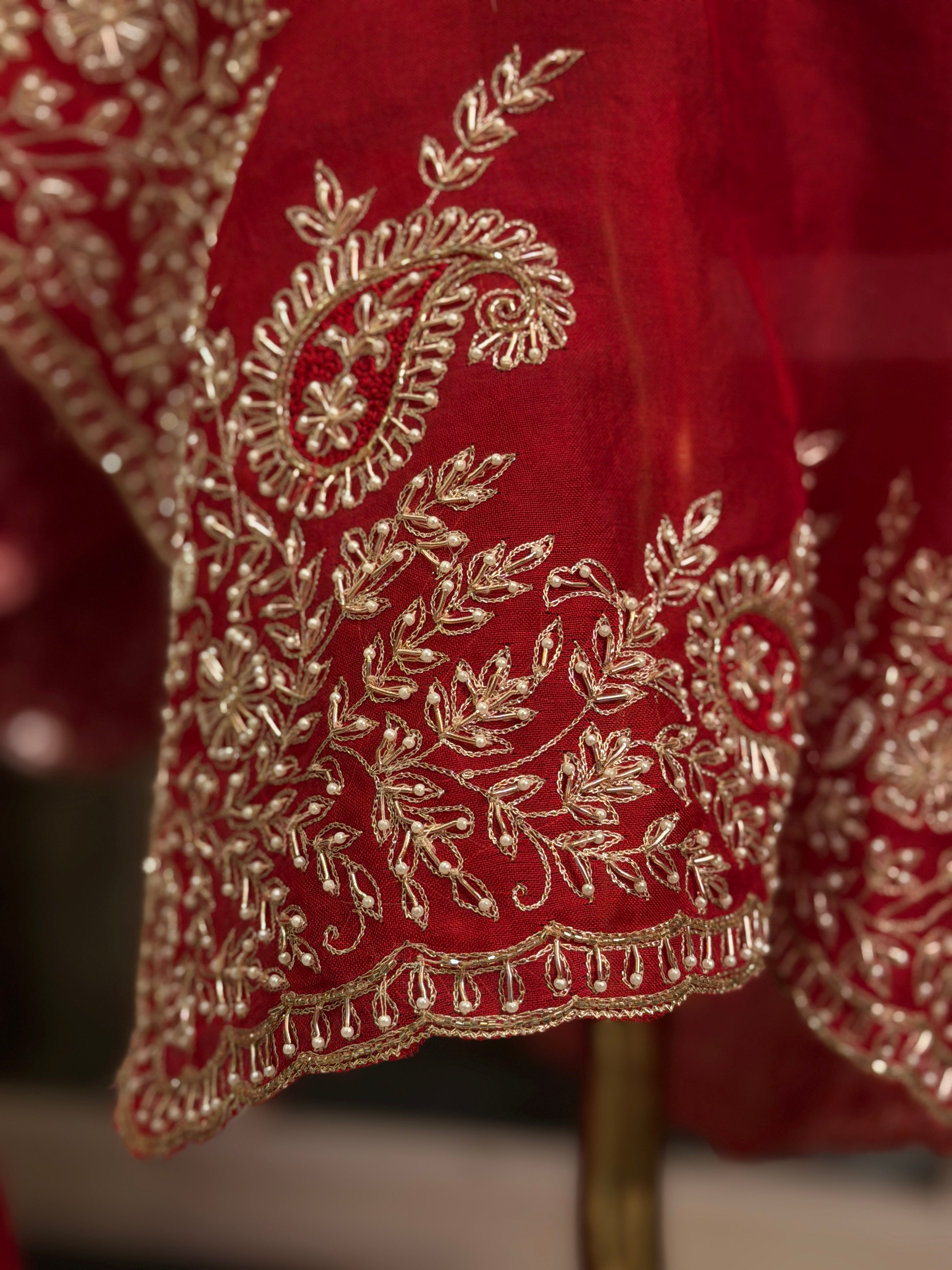 Mango Butta Red Pure Organza saree