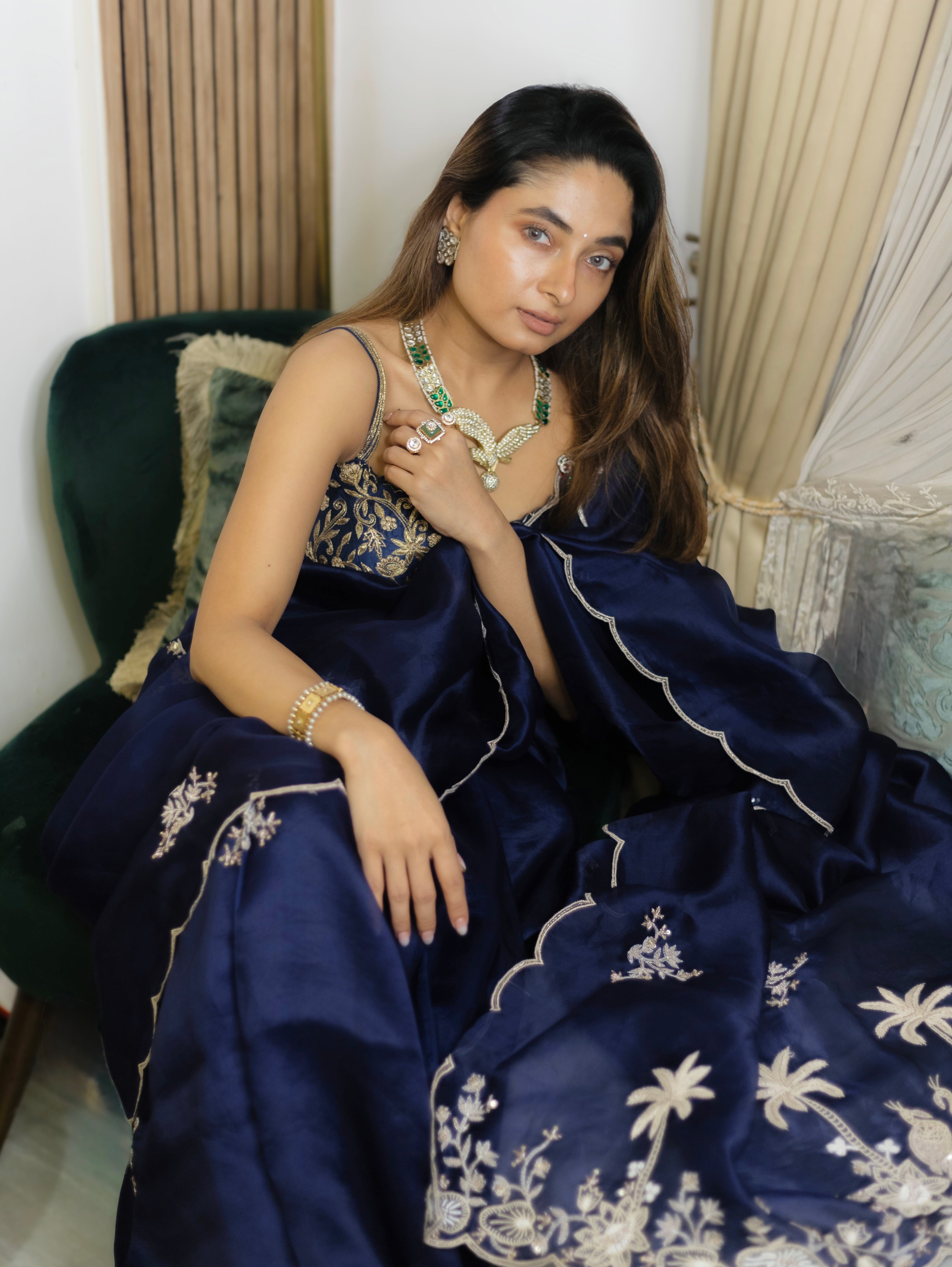 Royal Blue Aqua Garden Saree