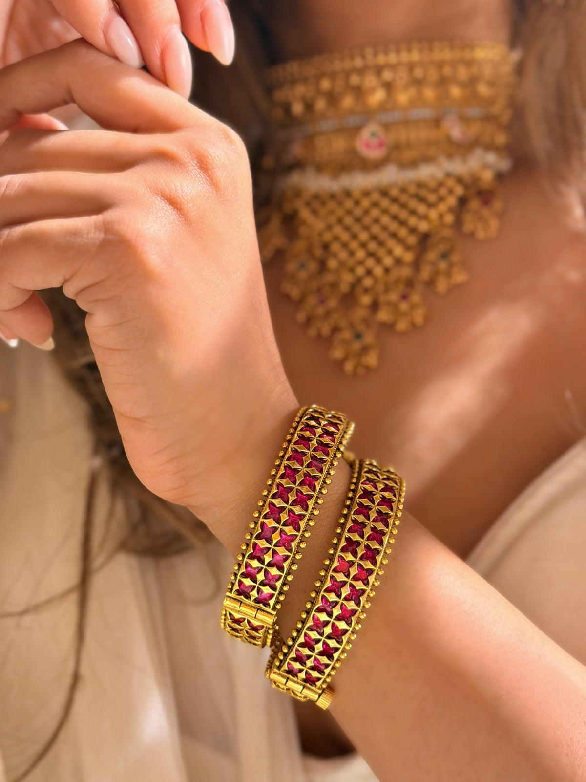 Sreenidhi Rajwadi Bangle - Ruby
