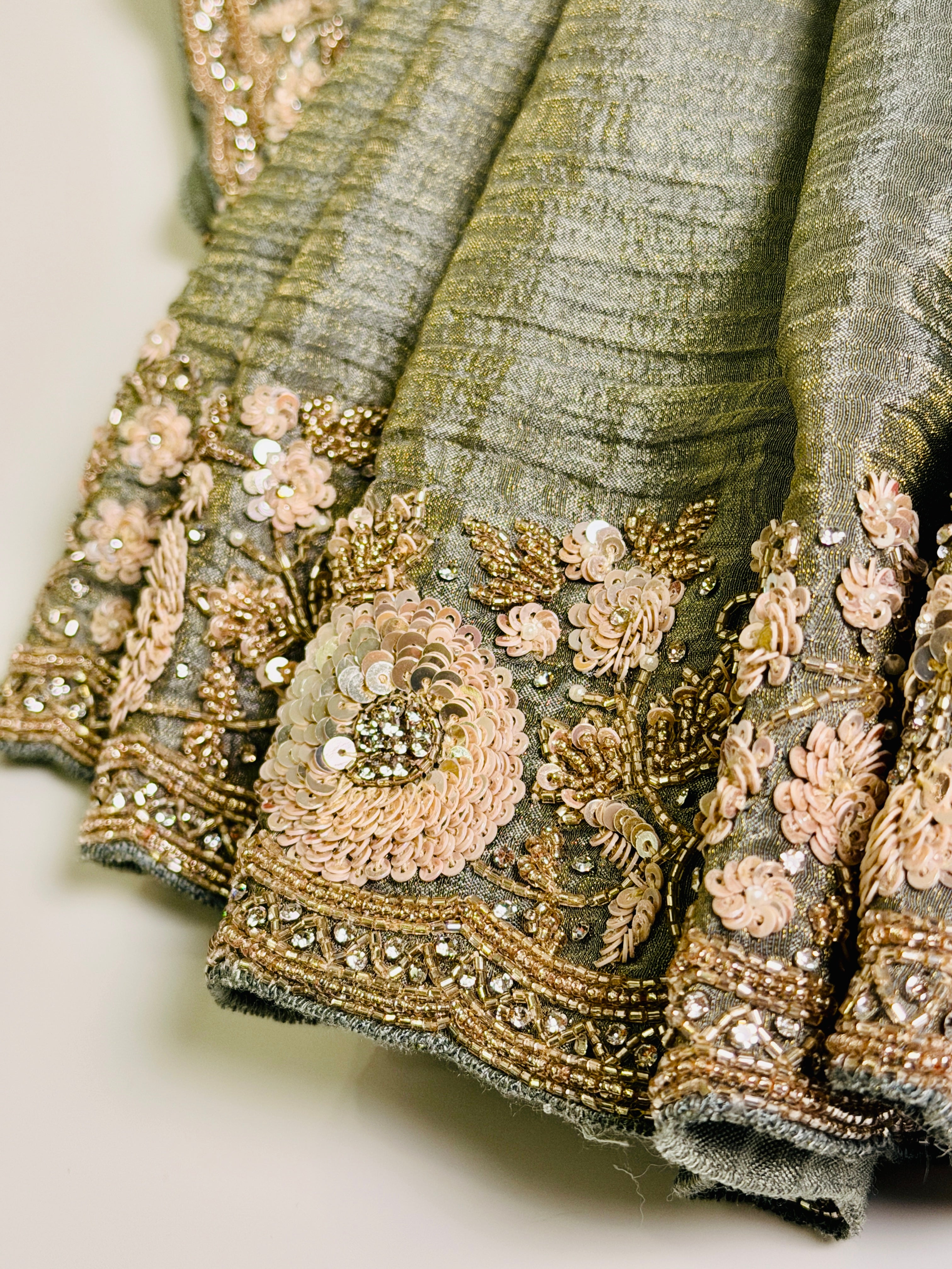 Sage sequin Dahlia Saree