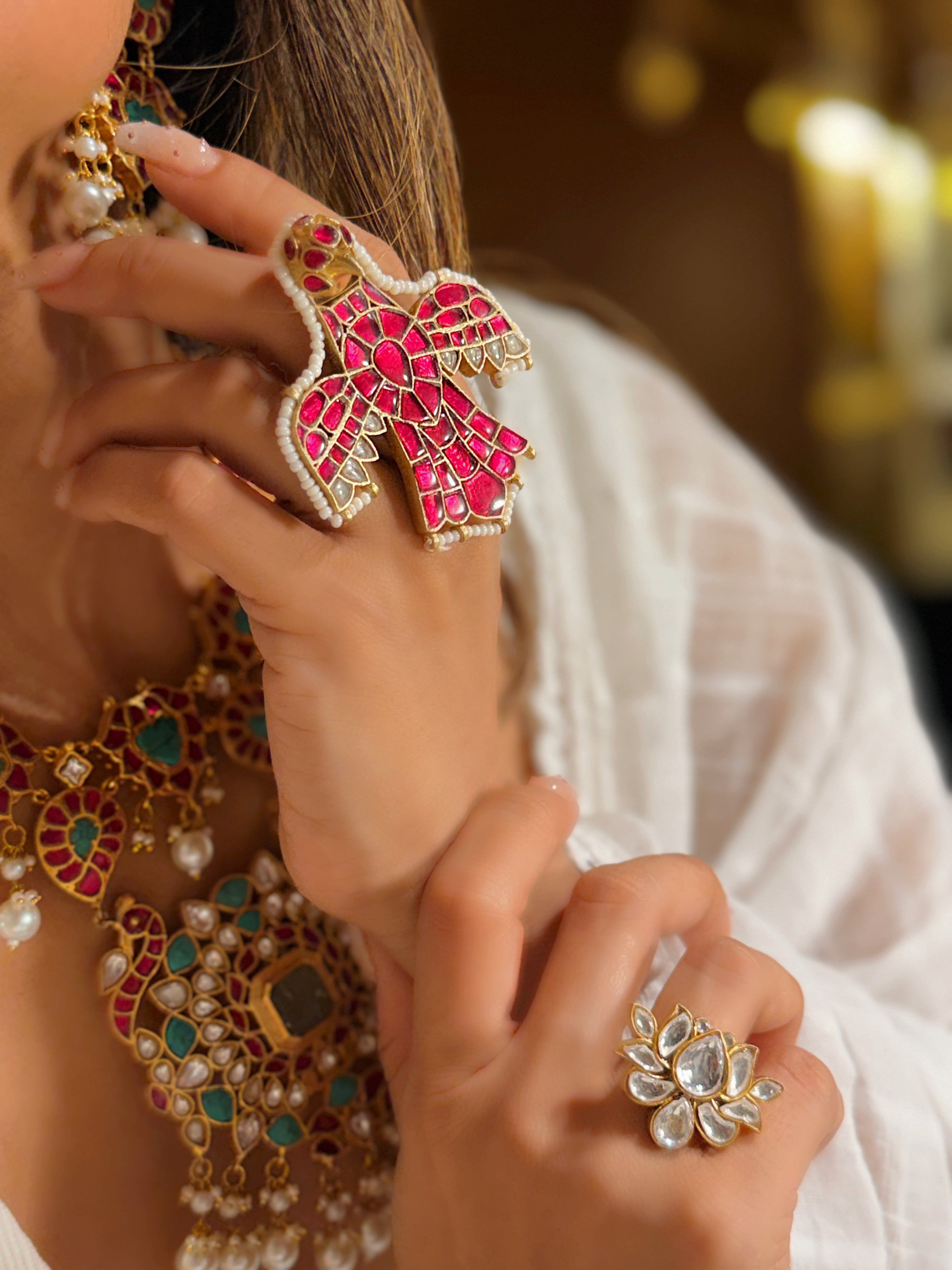 Nandini jadau firozi necklace