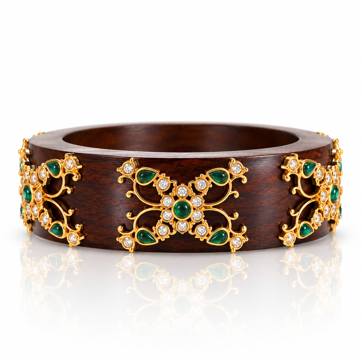 Wooden Vincent kundan  Bangle