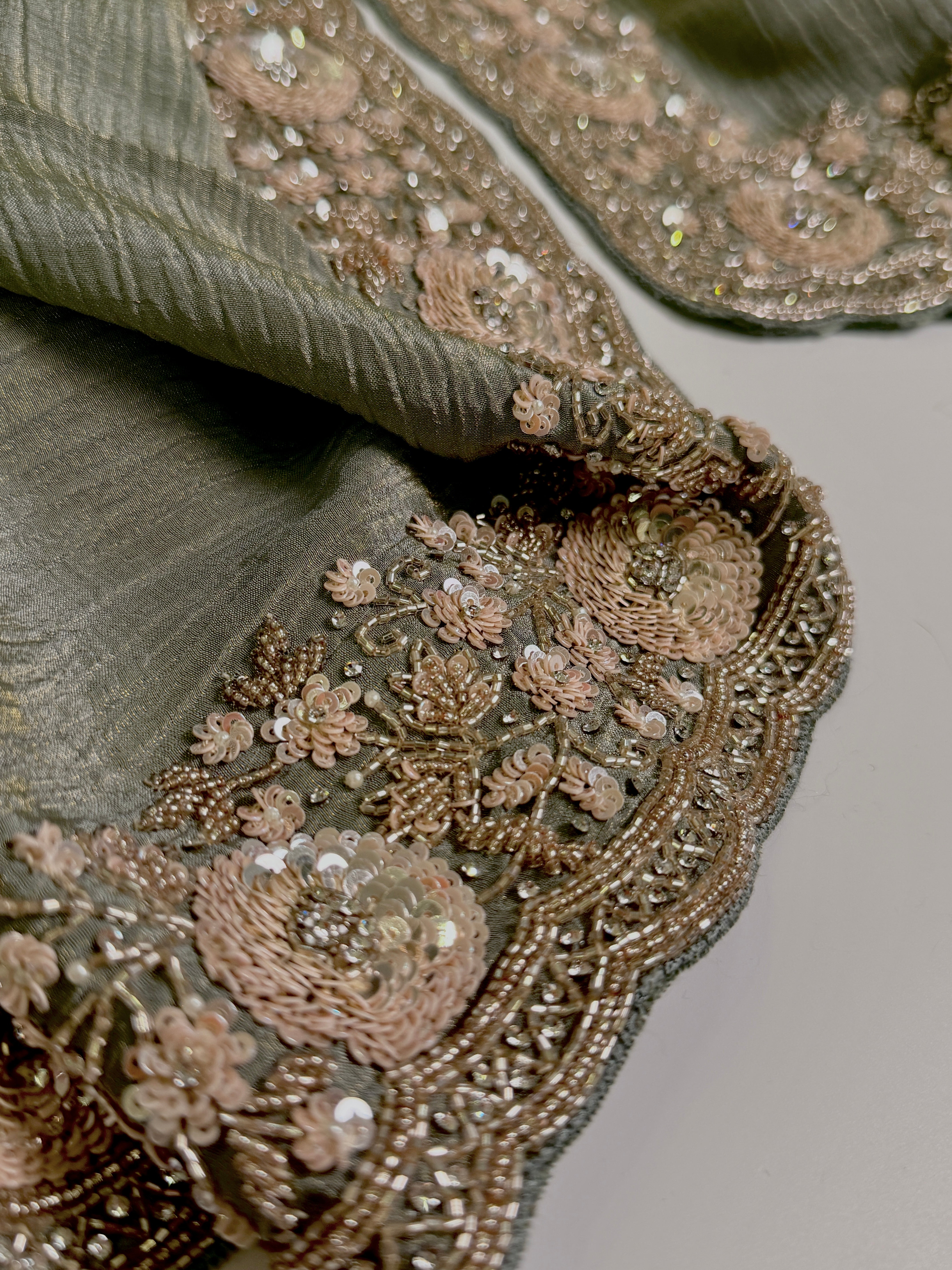 Sage sequin Dahlia Saree