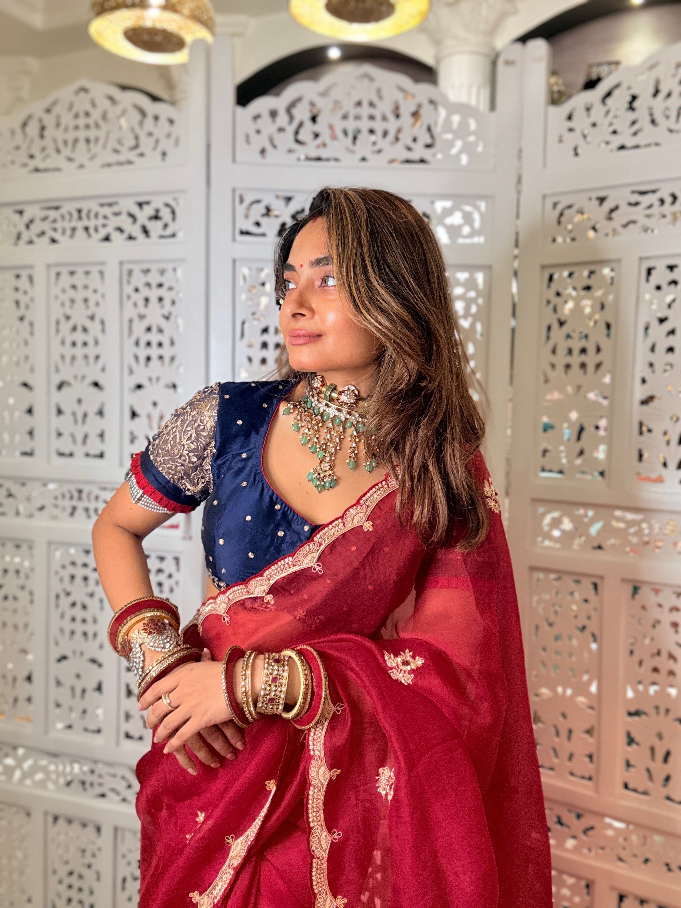 Laal Ishq zardosi kora Banarasi saree