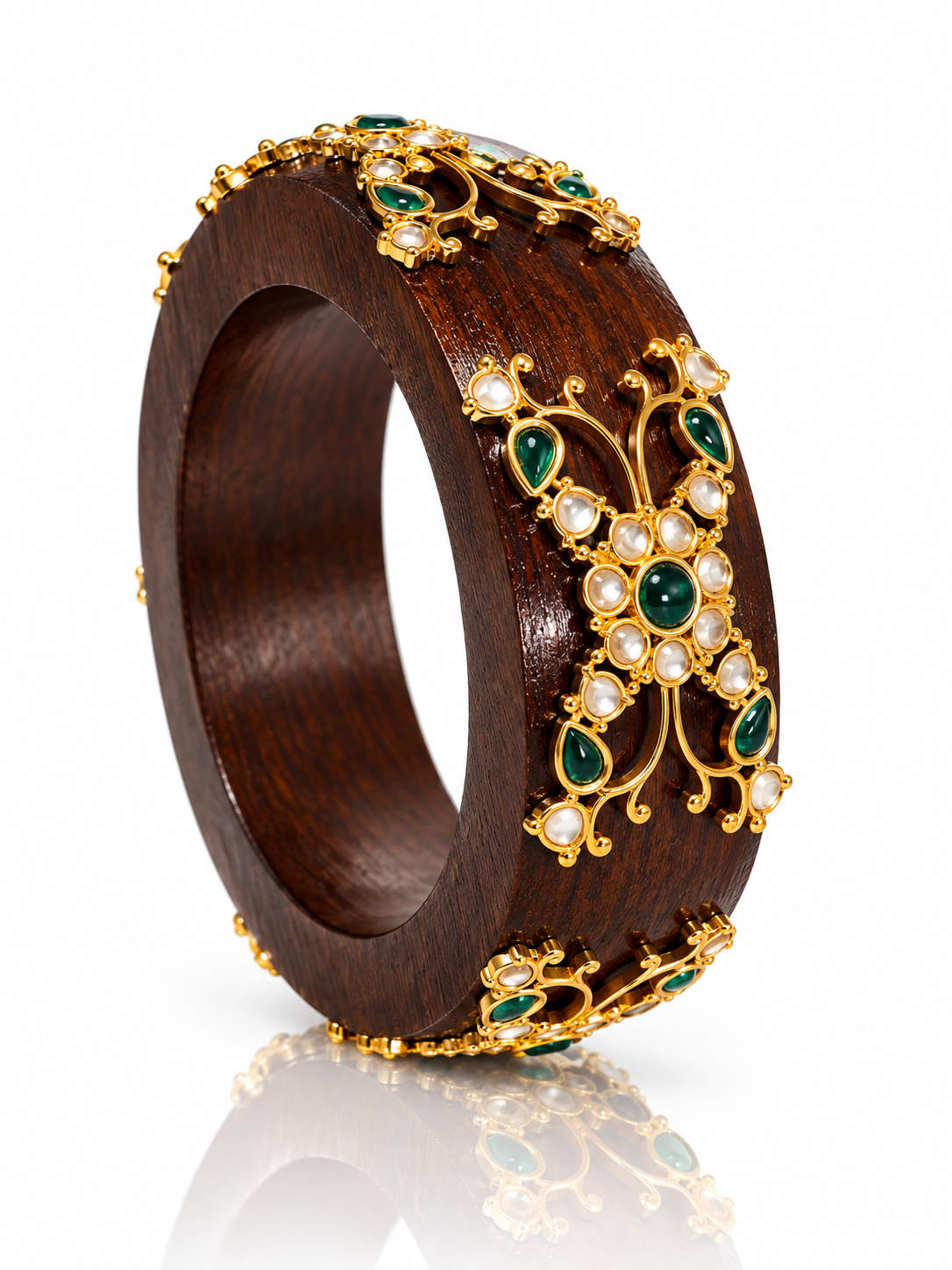 Wooden Vincent kundan  Bangle