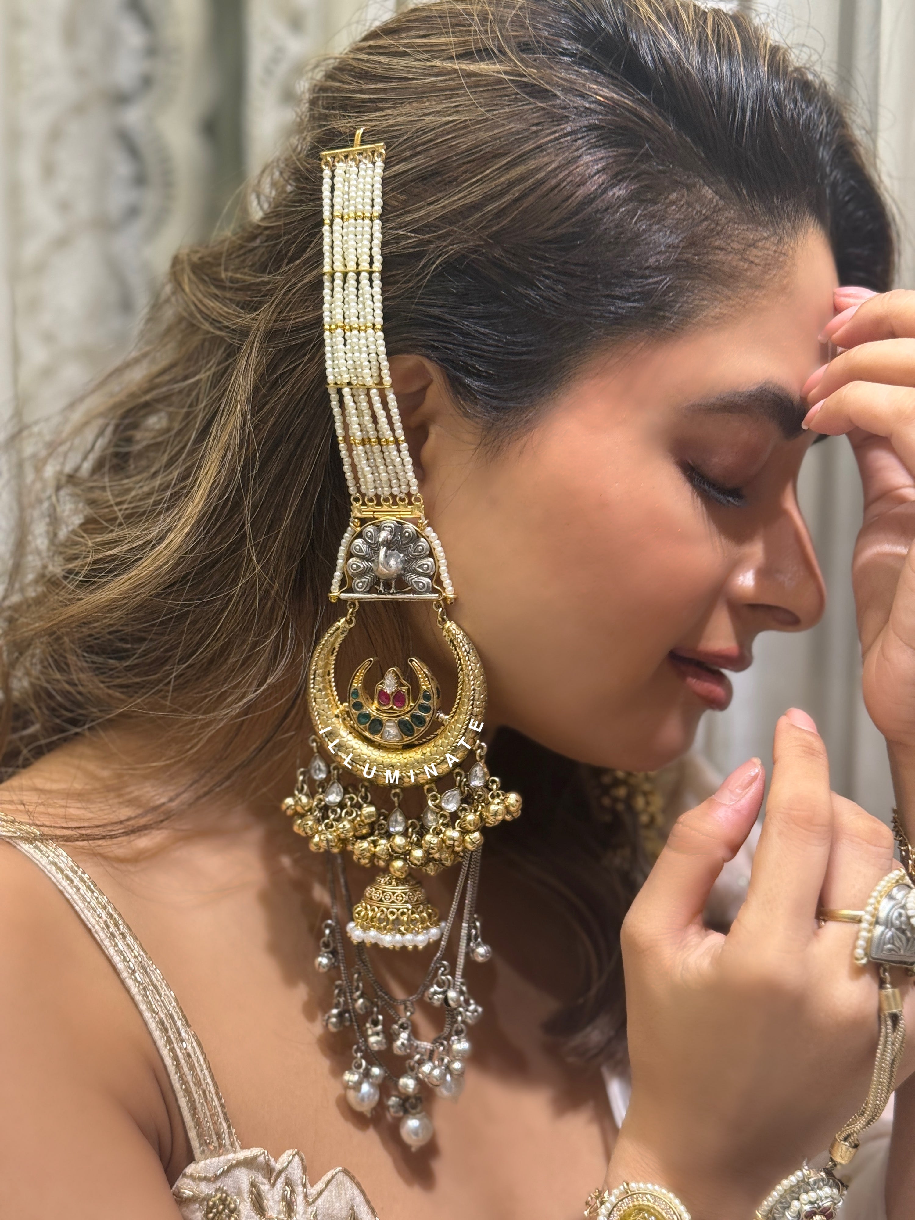 Kashmiri Chand Bali Ear Chain