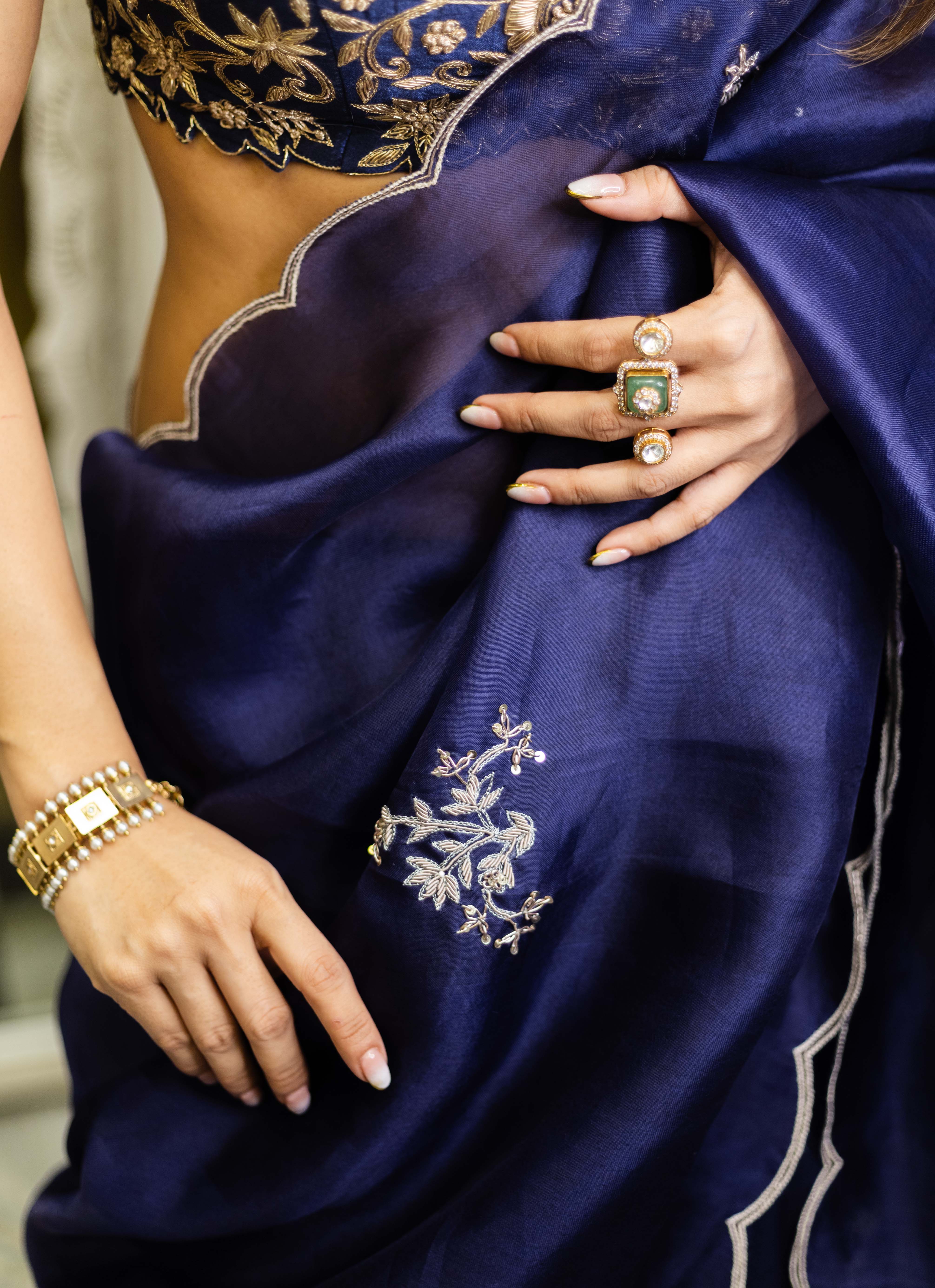 Royal Blue Aqua Garden Saree